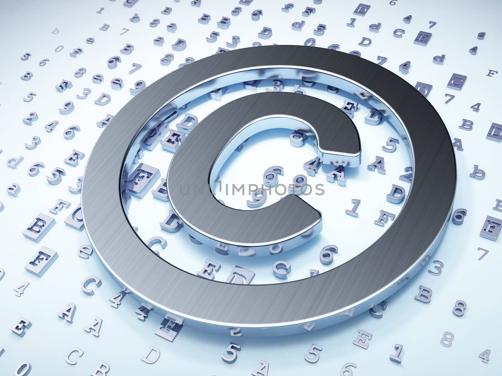 Law concept: Silver Copyright on digital background, 3d render