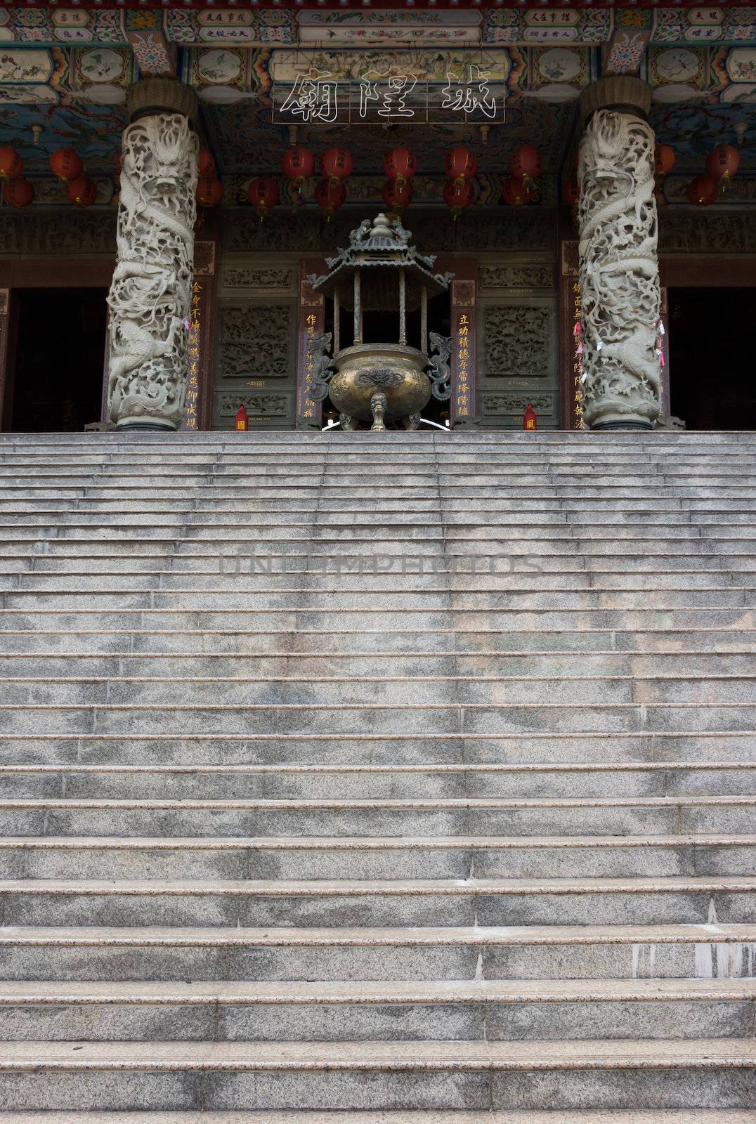 Stairs to asian temple by elwynn