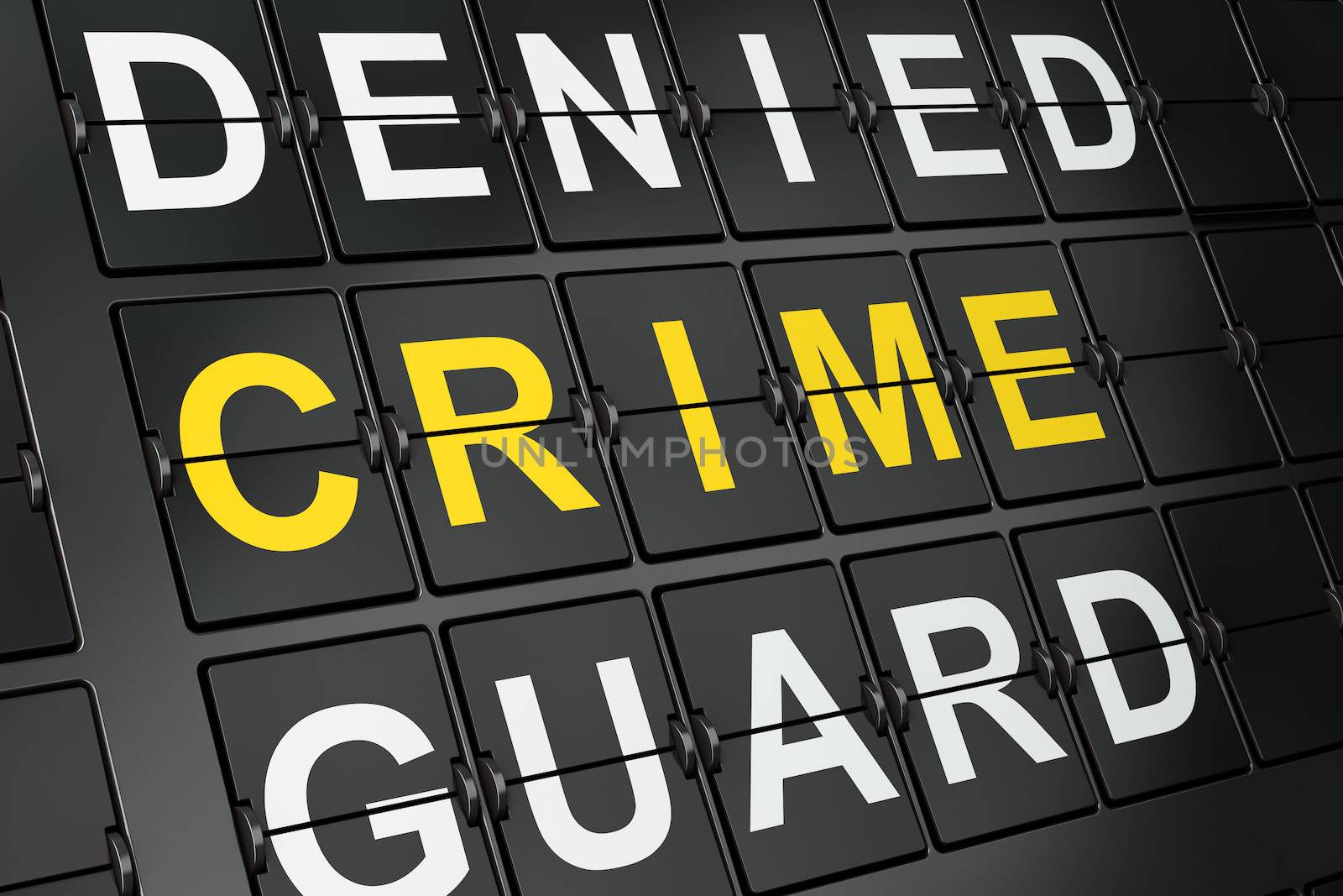Safety concept: Crime on airport board background, 3d render