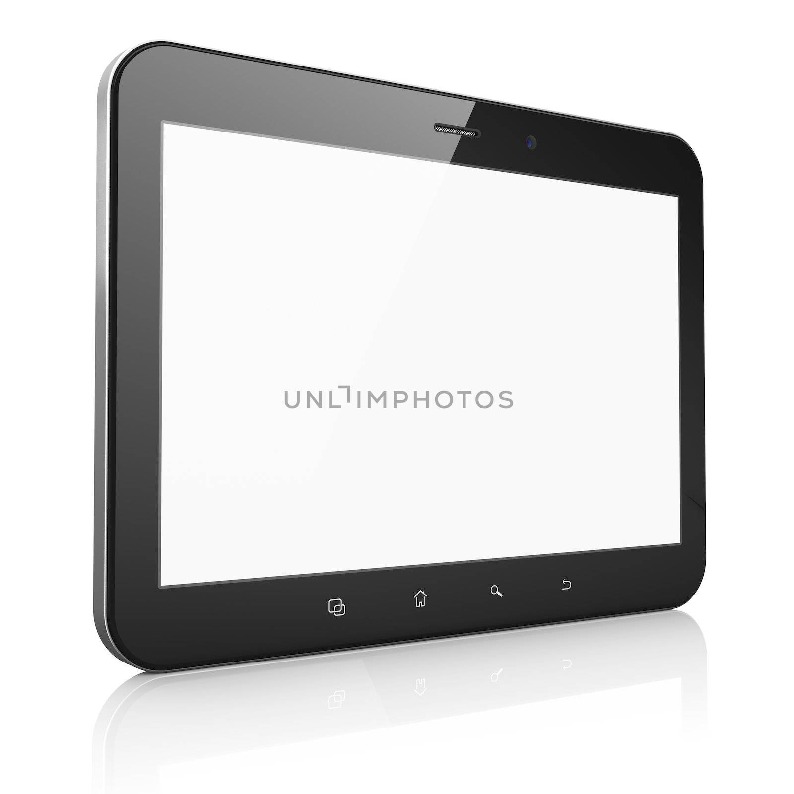 Black abstract tablet computer (tablet pc) on white background, by maxkabakov