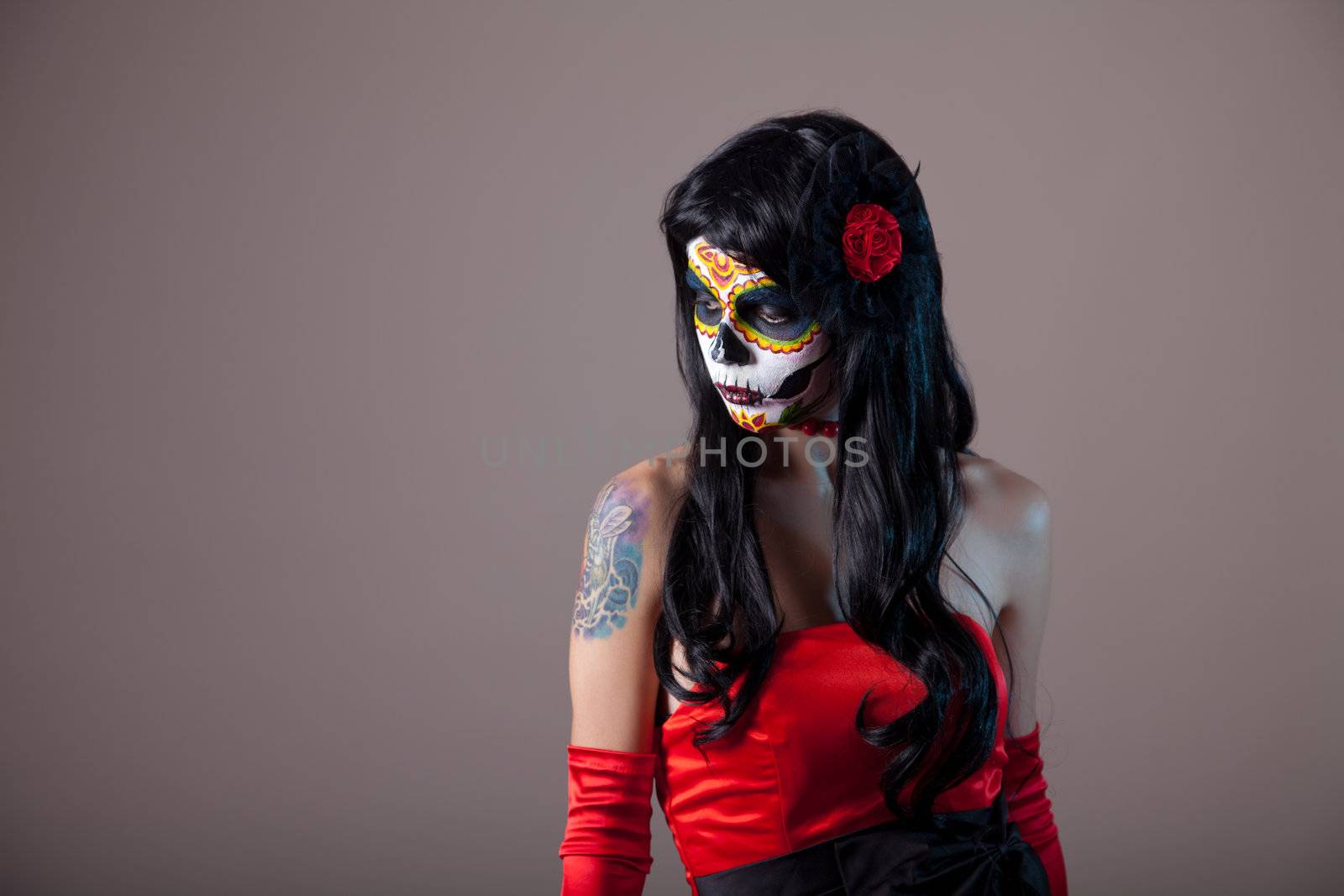 Girl with classic sugar skull makeup  by Elisanth