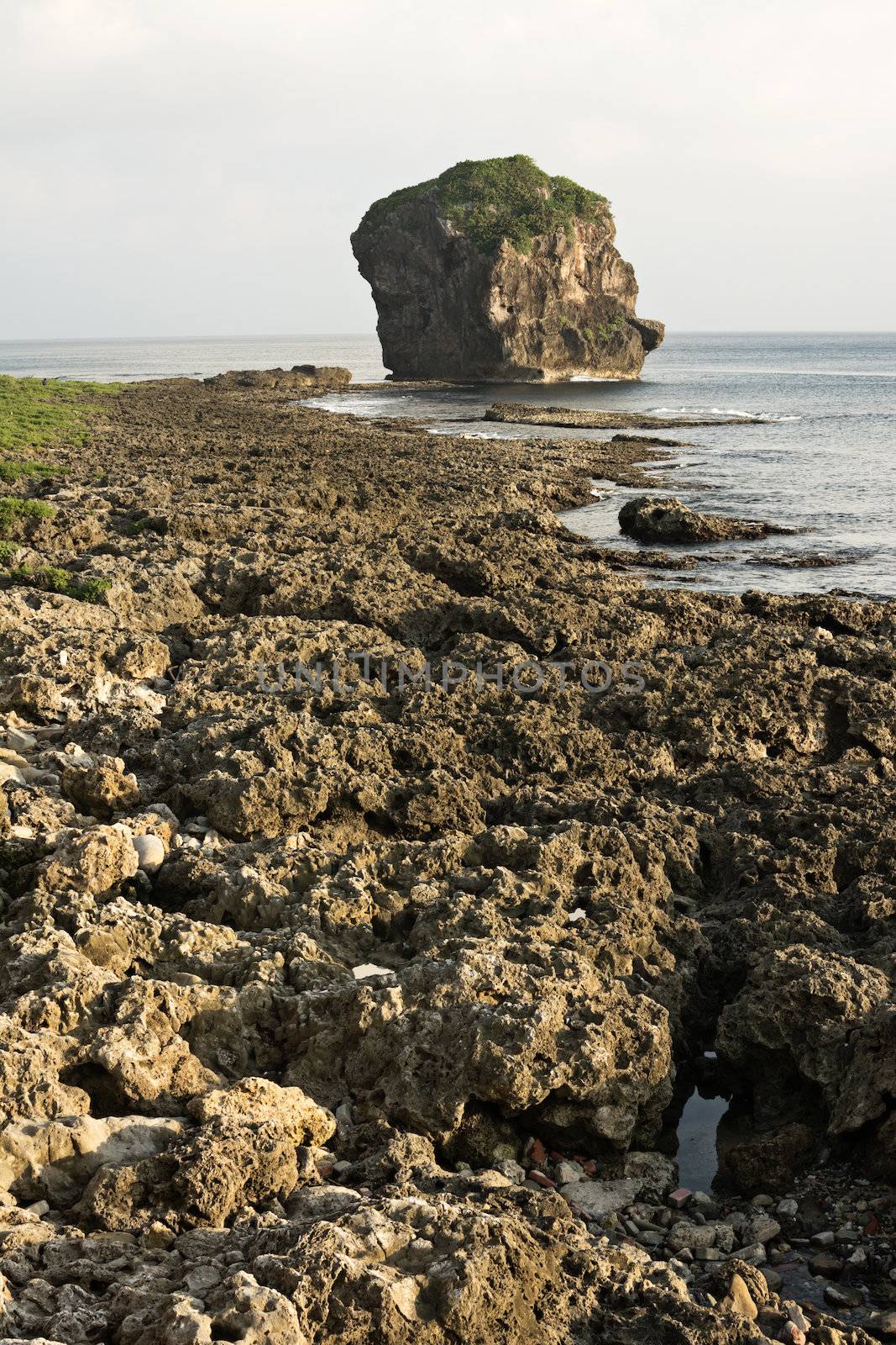 Chuanfan Rock, famous coral coastline and landmark at Kenting National Park, Taiwan, Asia.