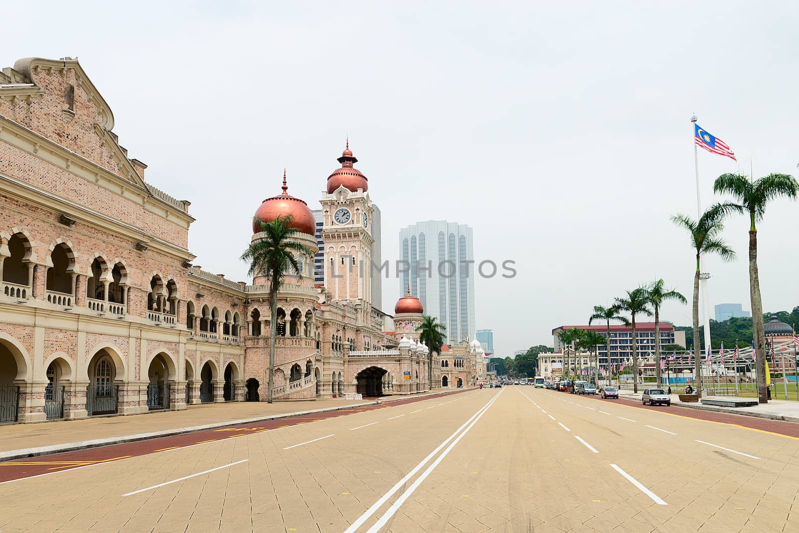Independence Merdeka Square with Sultan Abdul Samad building and 100m-high flagpole in Kuala Lumpur, Malaysia