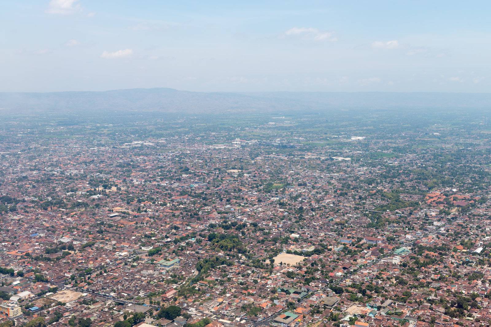 Aerial view of Yogyakarta city center, Indonesia
