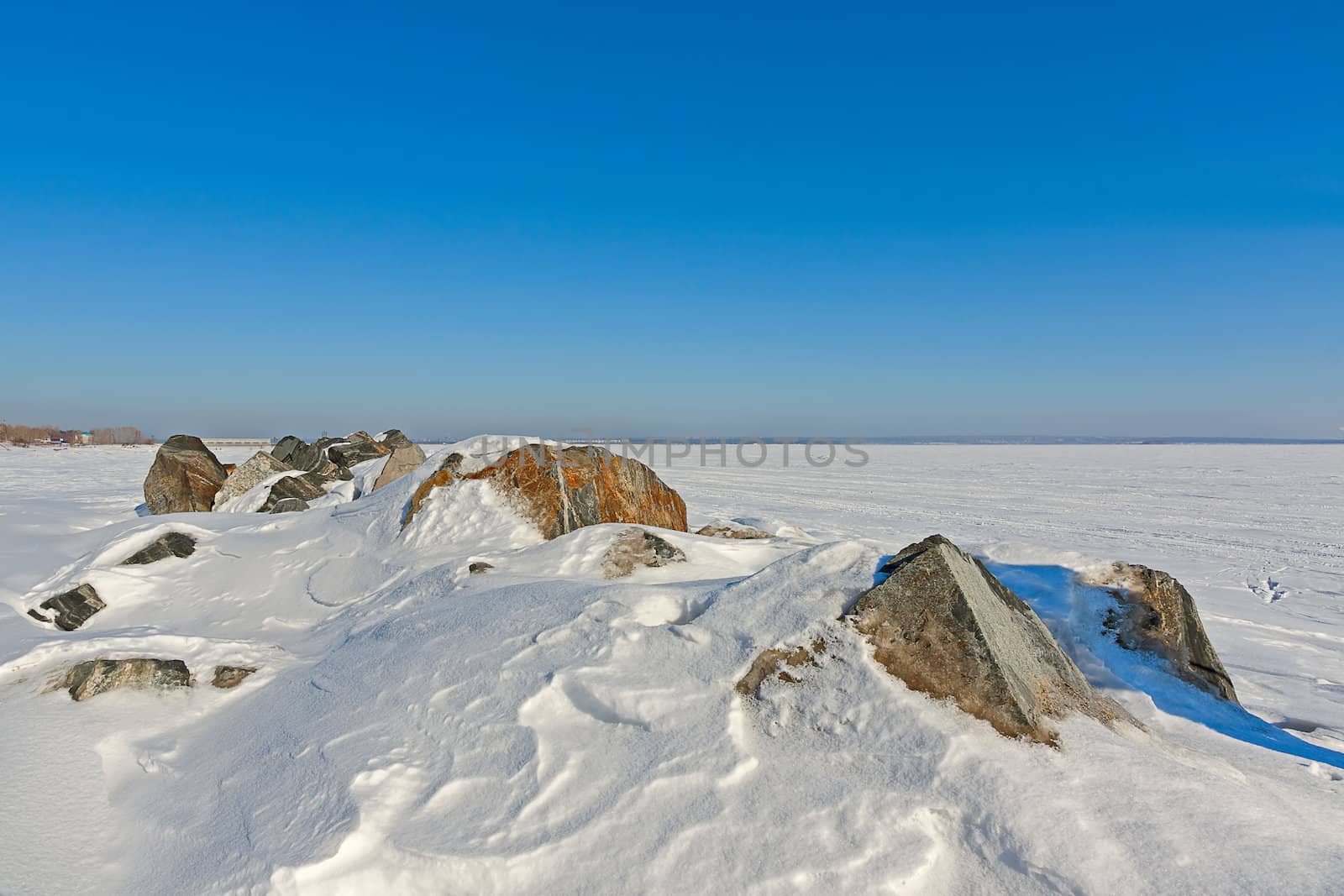 Beautiful  winter  landscape  against  blue  sky, Russia