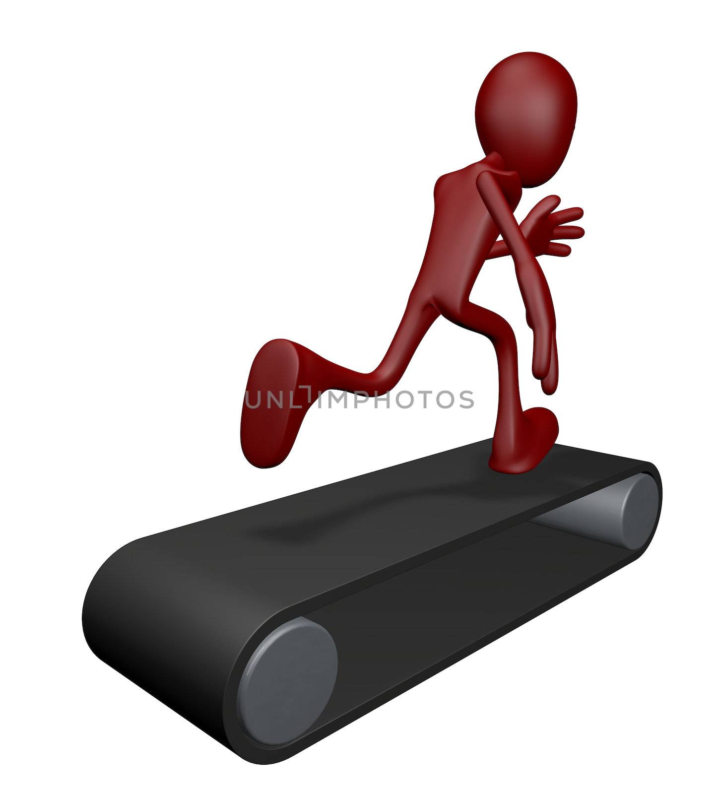 cartoon guy on tread mill - 3d illustration