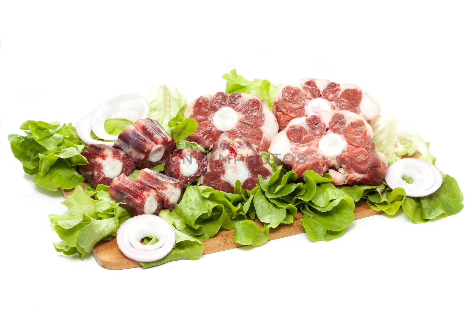 a fresh raw cut of oxtail of cow