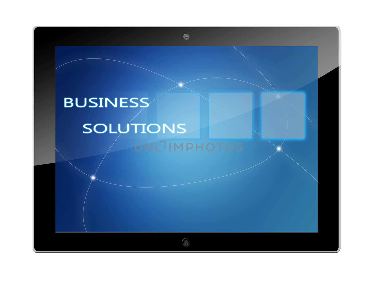 Tablet PC with Business Solutions concept Illustration 