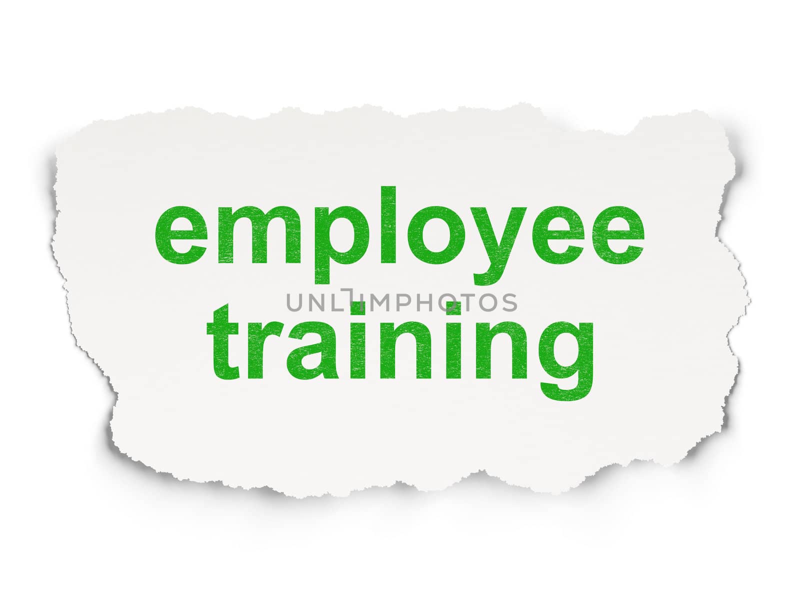 Education concept: torn paper with words Employee Training on Paper background, 3d render