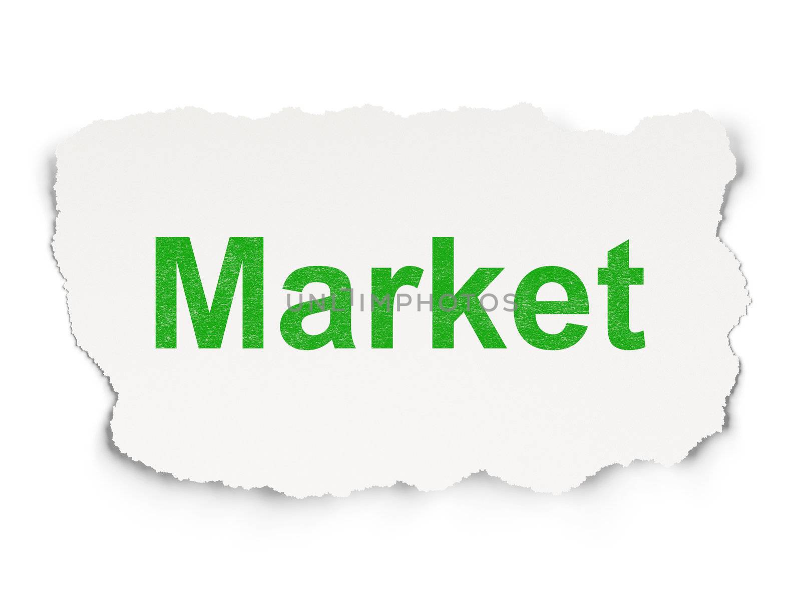 Finance concept: torn paper with words Market on Paper background, 3d render