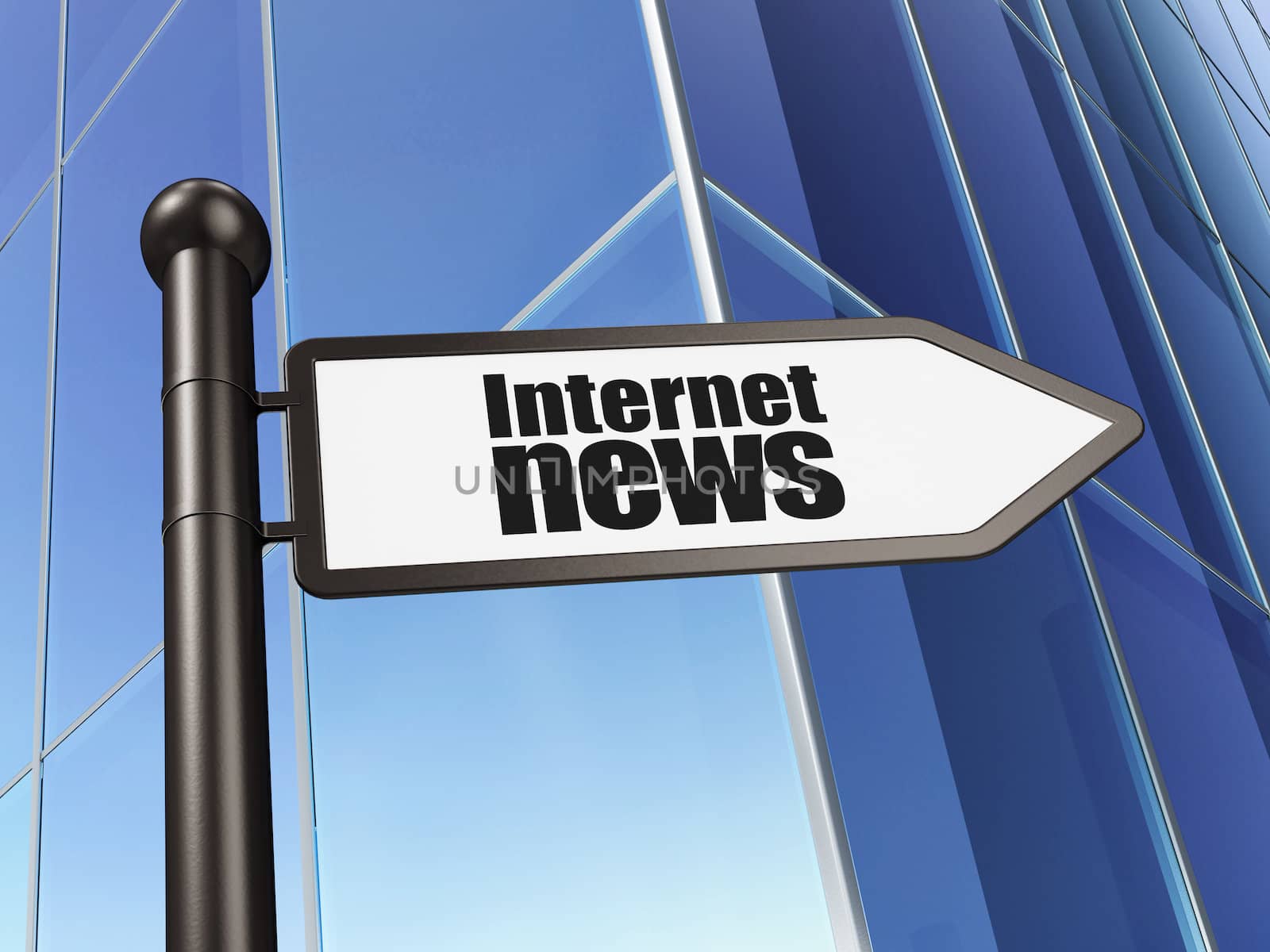News concept: Internet News on Building background, 3d render