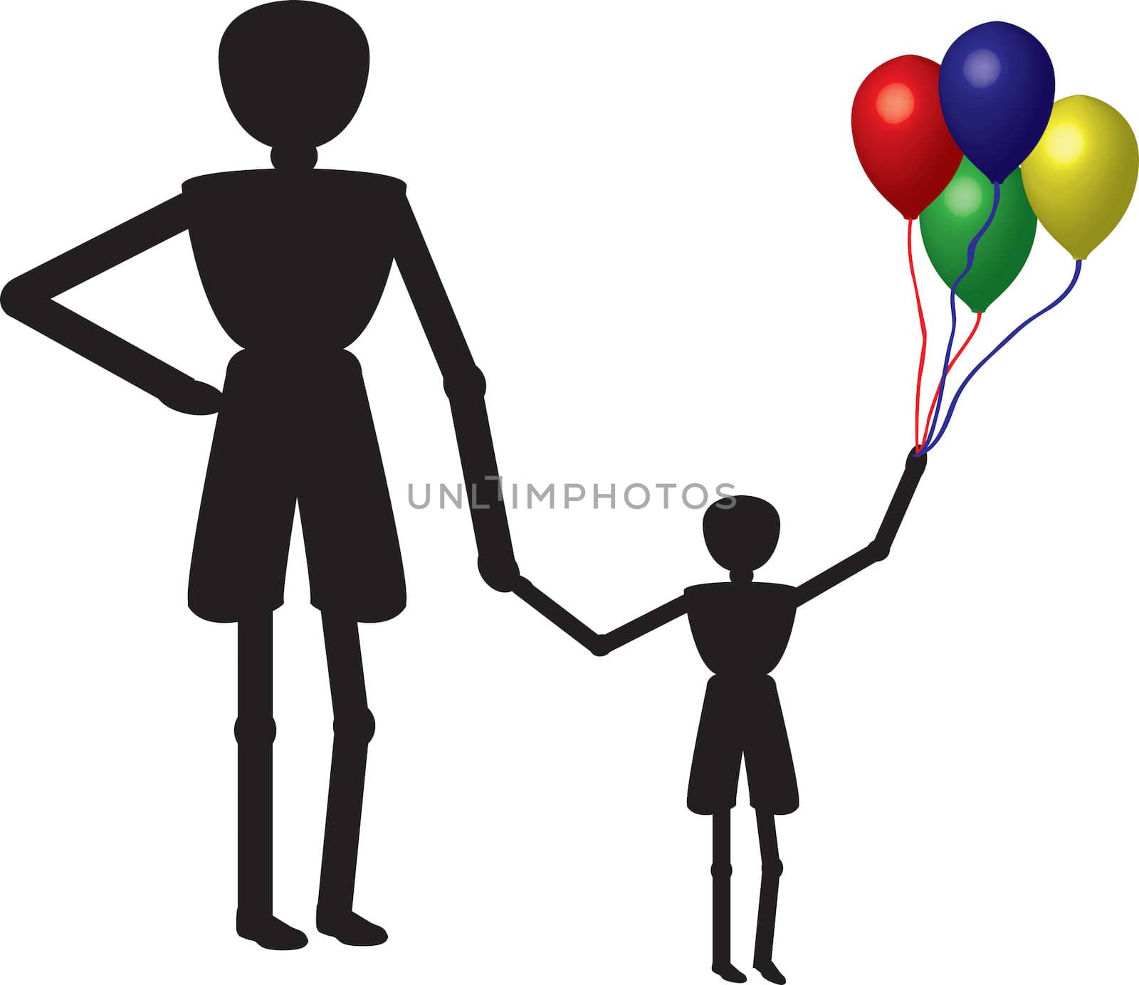 father and sun with balloons