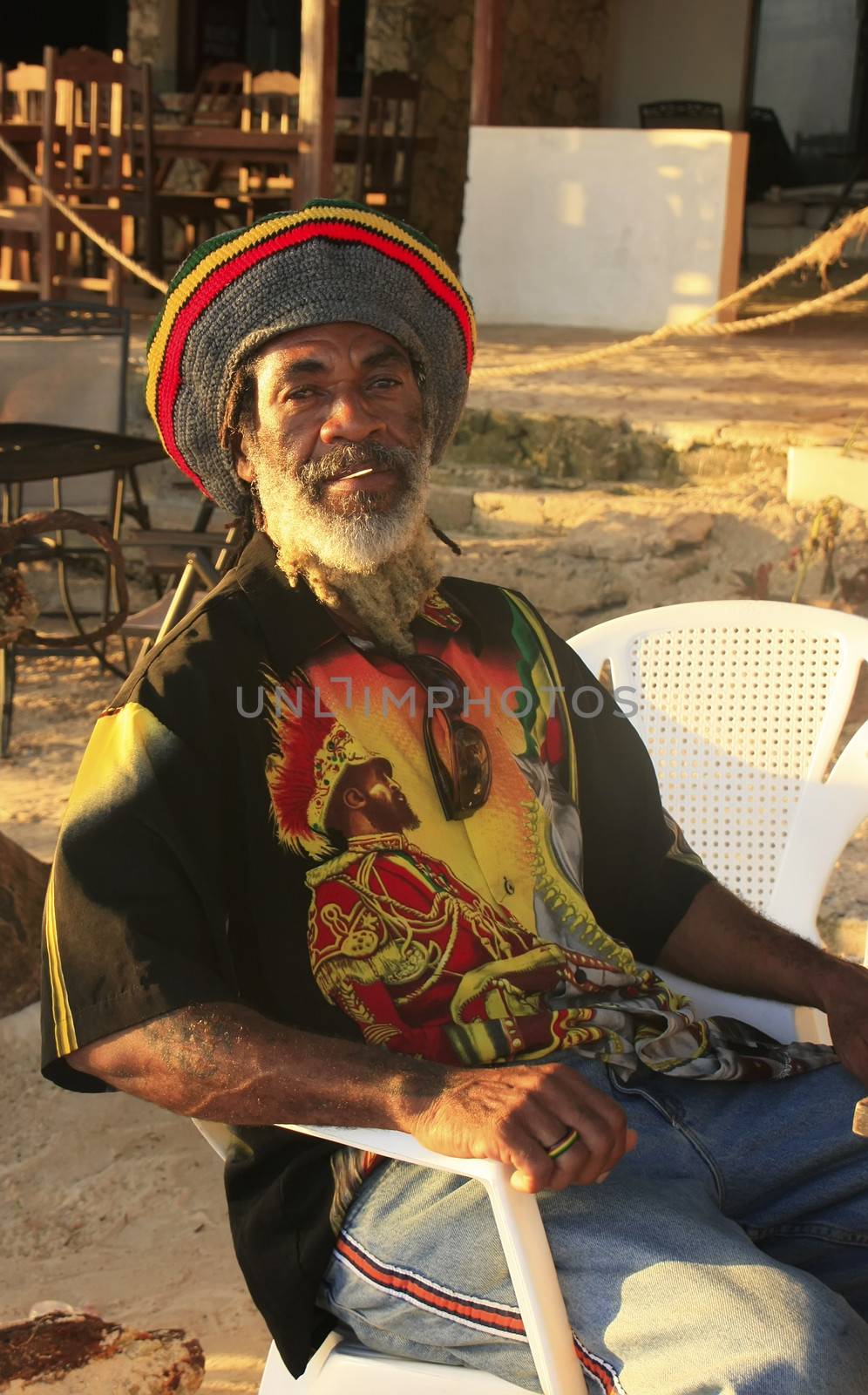 Local man resting at Boca Chica beach, Dominican Republic