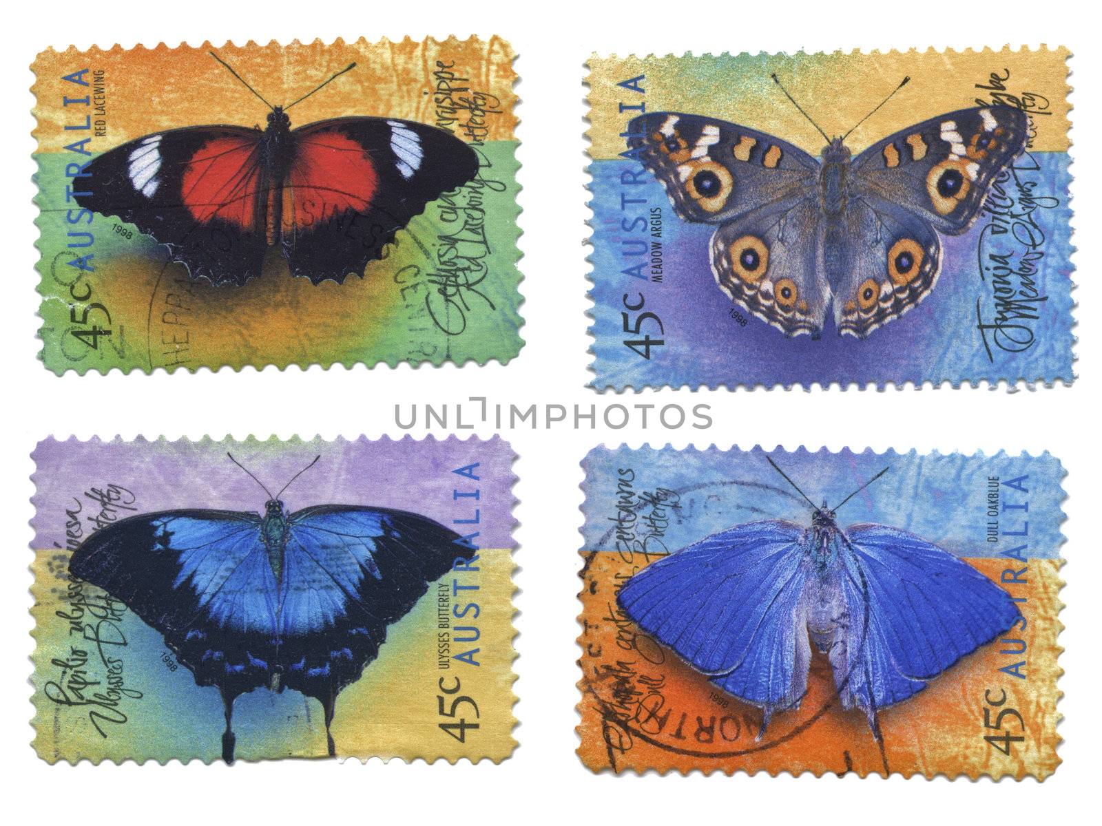Australia - CIRCA 1988: Range stamp printed in Australia shows image of the Butterfly's in 1988