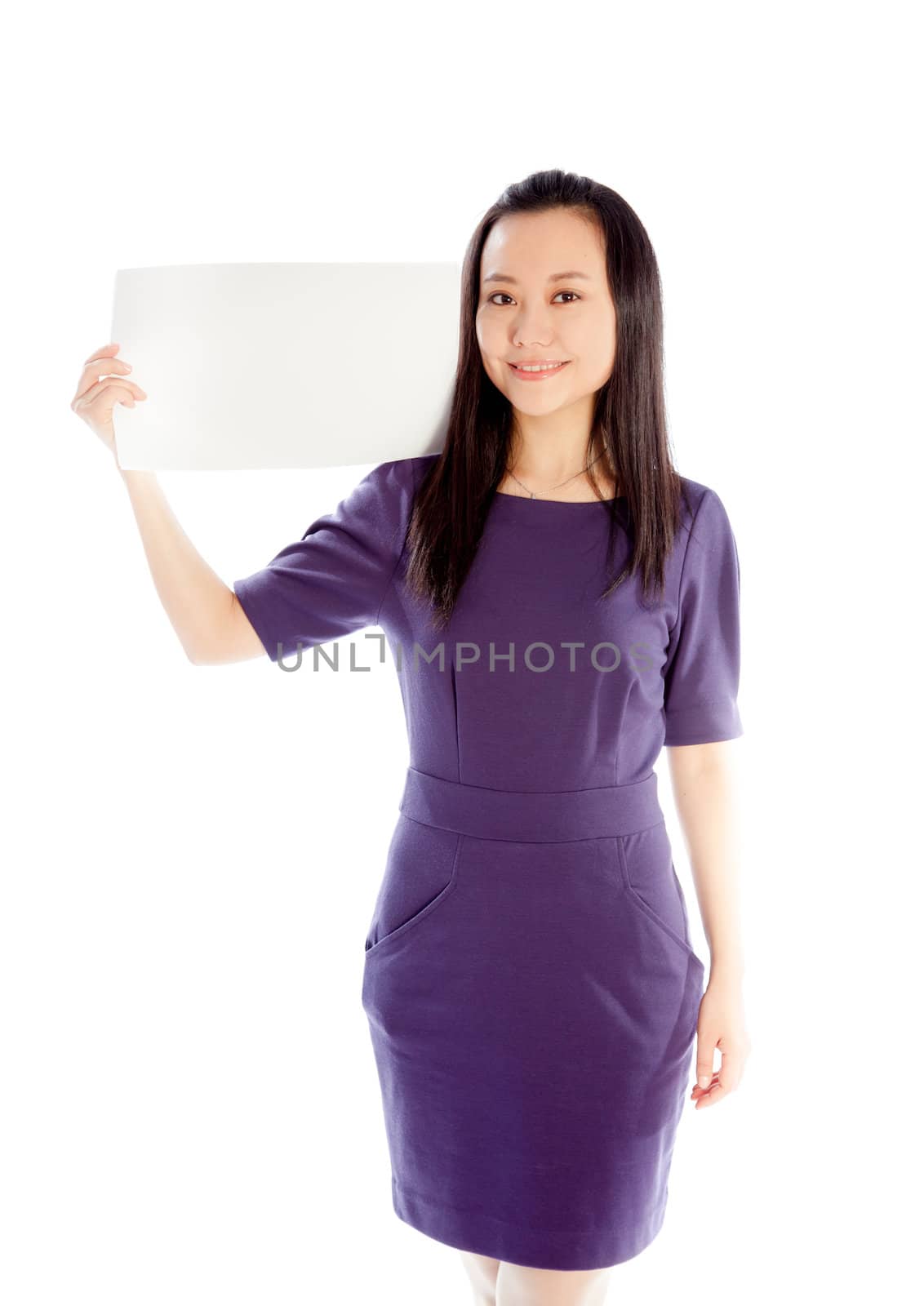 Attractive asian girl in her 30s shot in studio isolated on a white background