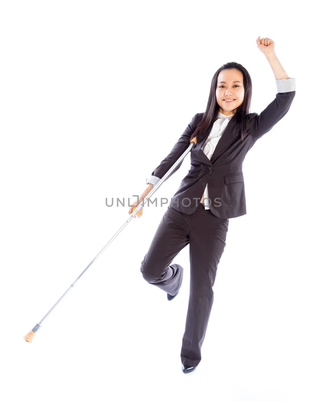 Attractive asian girl in her 30s shot in studio isolated on a white background