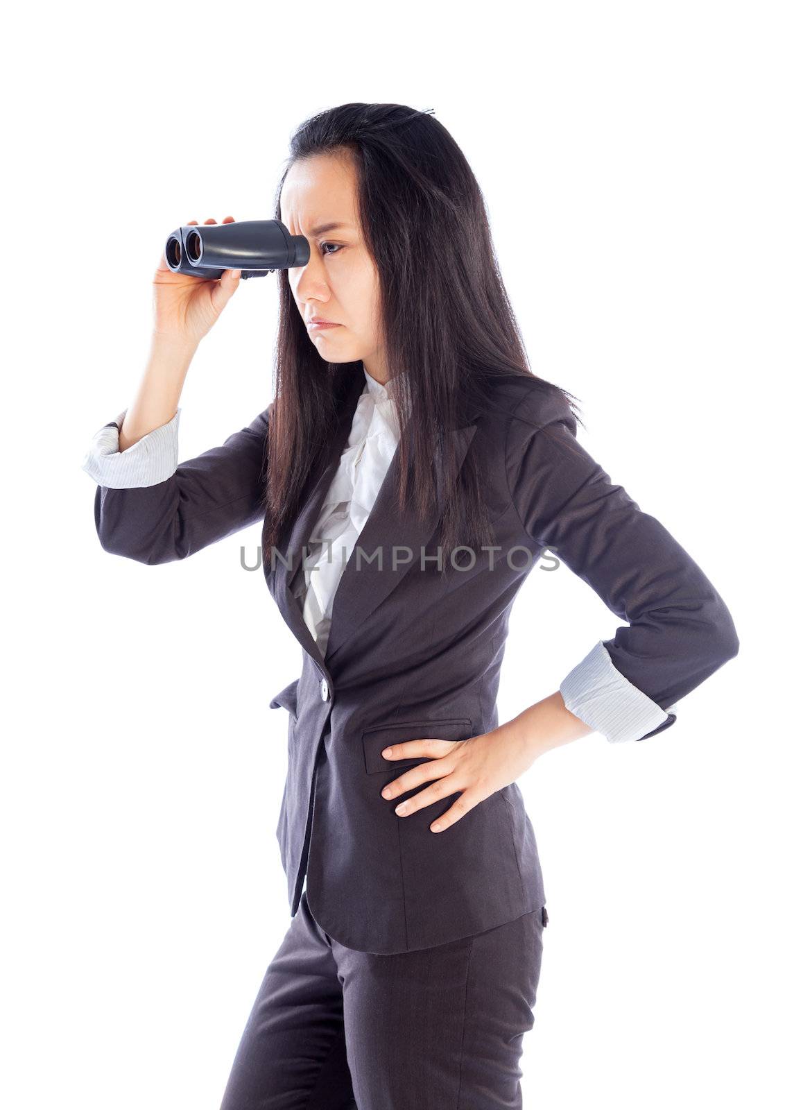 Attractive asian girl in her 30s shot in studio isolated on a white background