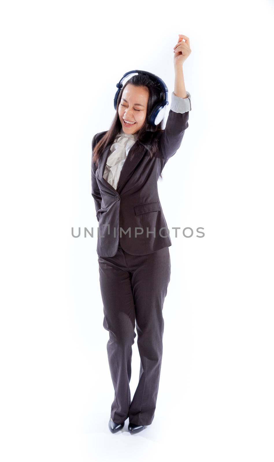 Attractive asian girl in her 30s shot in studio isolated on a white background