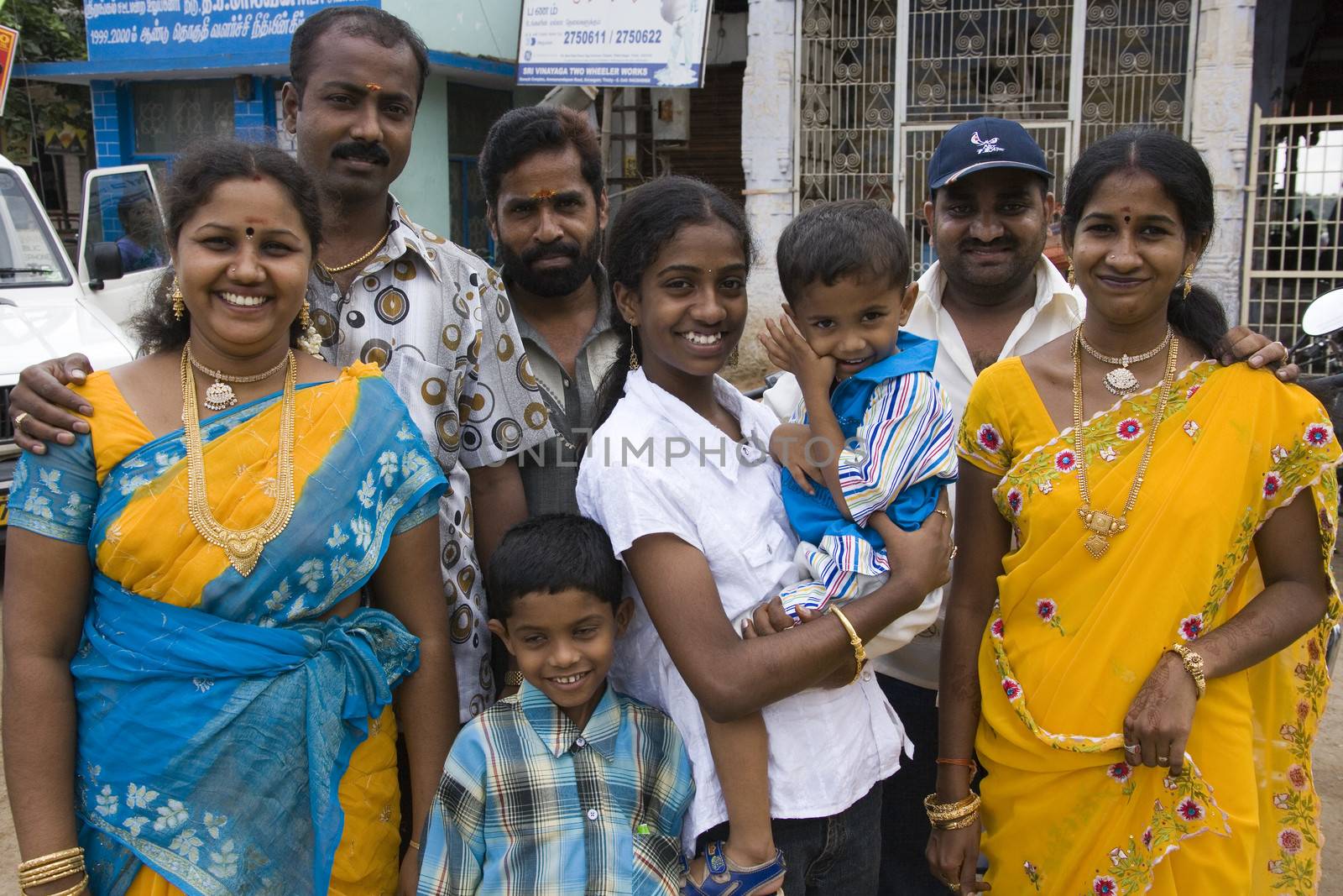 A family group in the town of Kandy on the island of Sri Lanka.