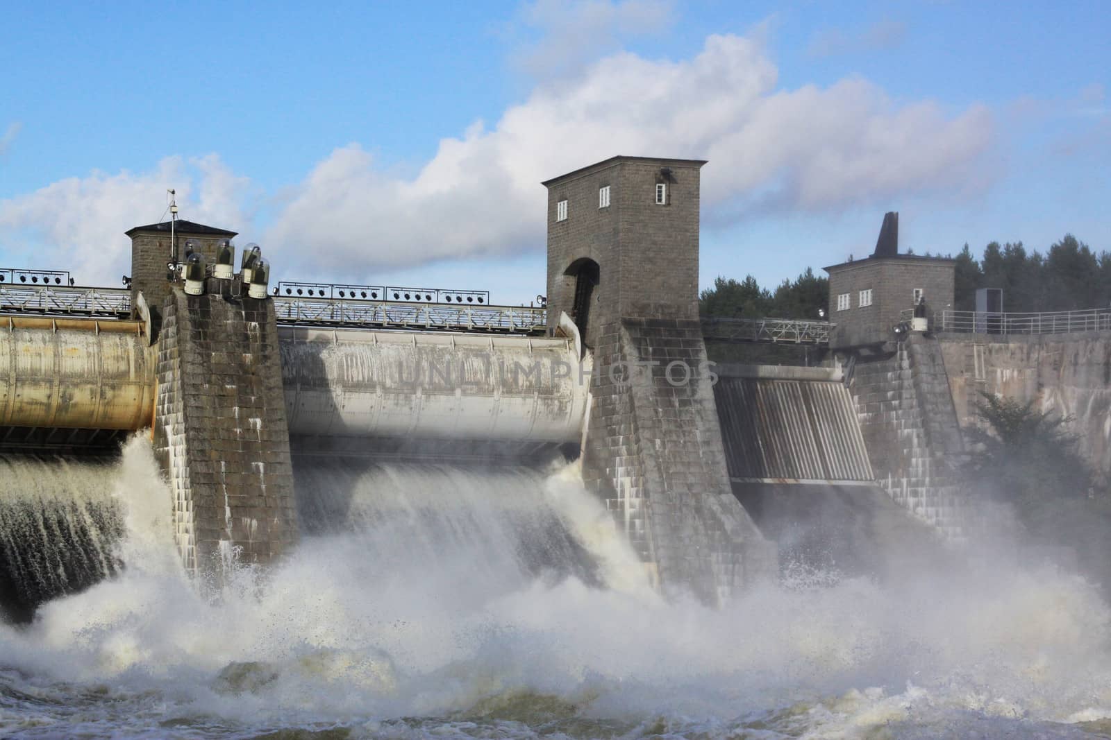 
Spillway on hydroelectric power station dam in Imatra - Imatra, Finland.
