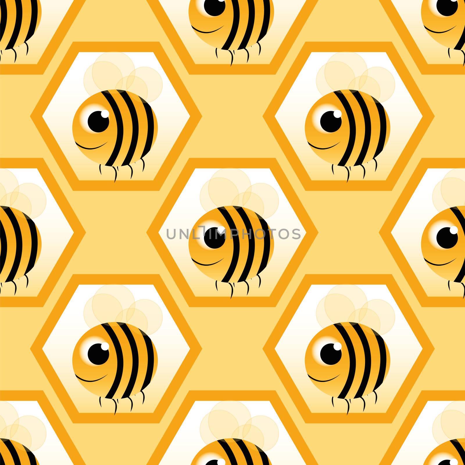 seamless pattern with fly bee on honey
