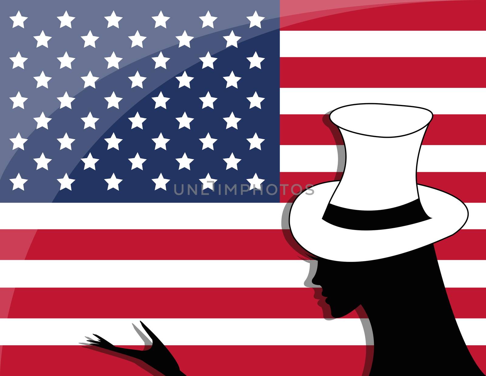 American flag and a girl - the celebration of Independence Day