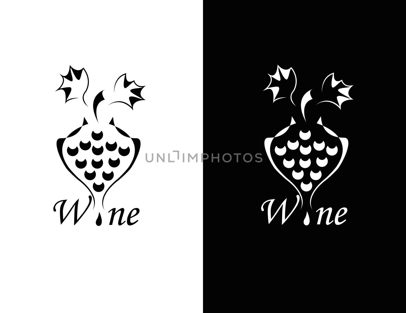 set of two black and white elegance wine symbol