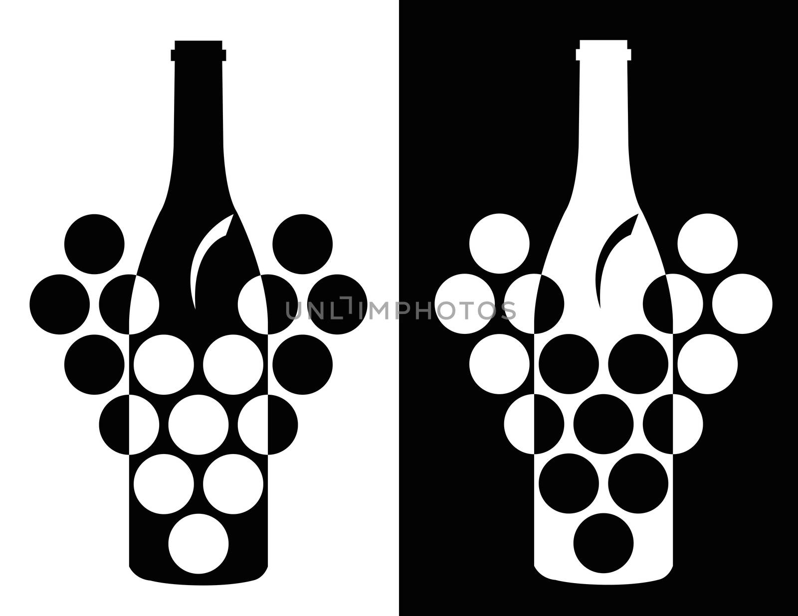 set of two black and white elegance wine symbol