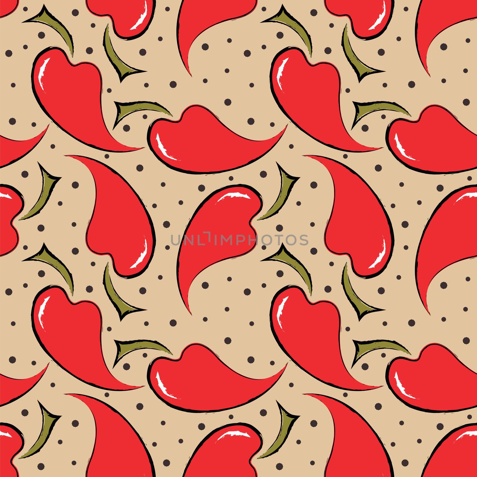 seamless pattern with red peppers