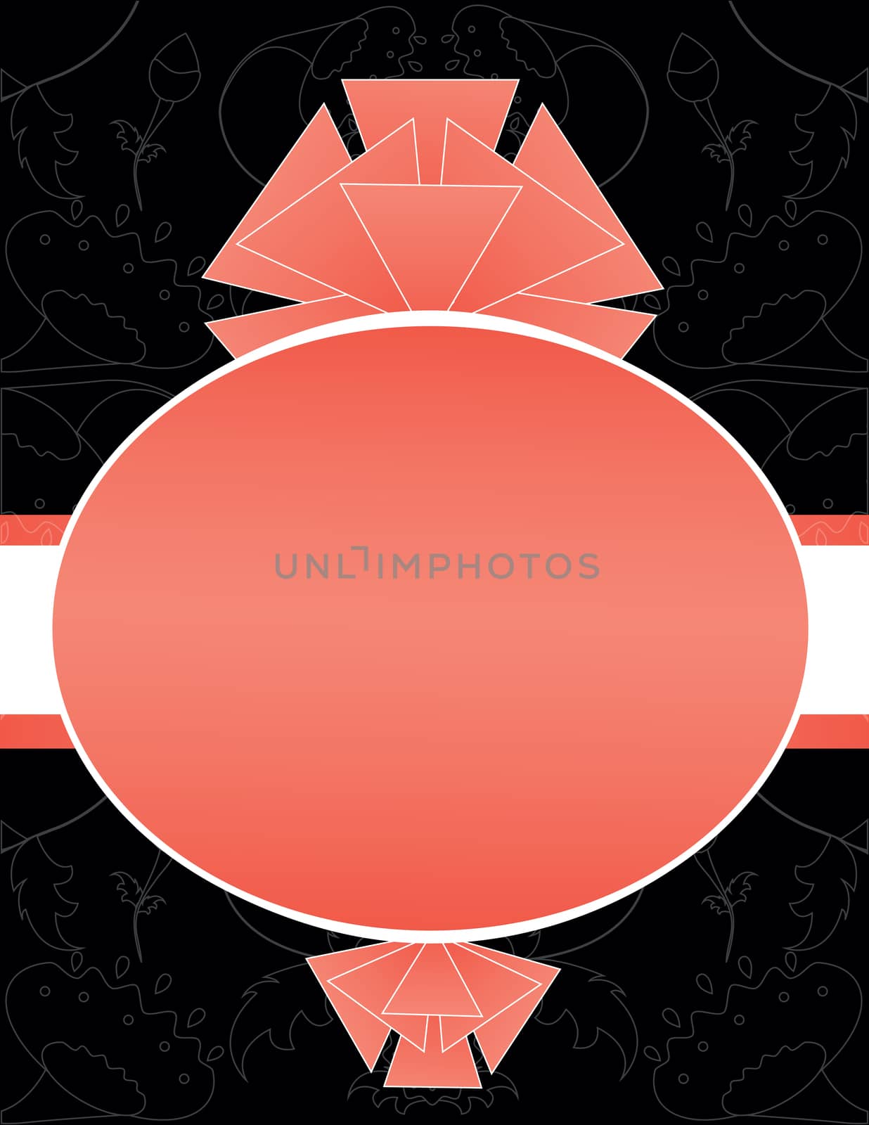 background with abstract flowers and ribbon