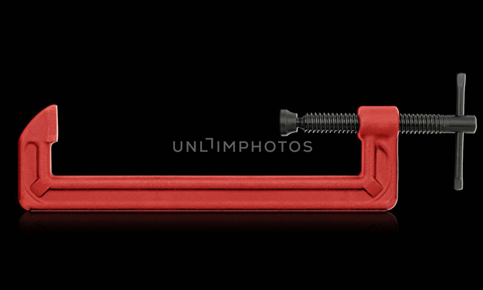 horizontal hand vise c-clamp for industrial use. (with clipping work path)