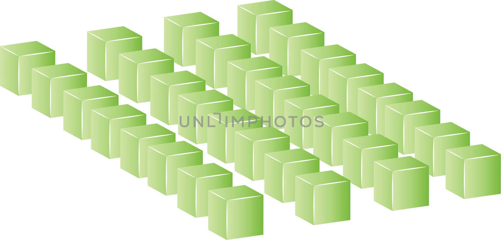 row of green building blocks