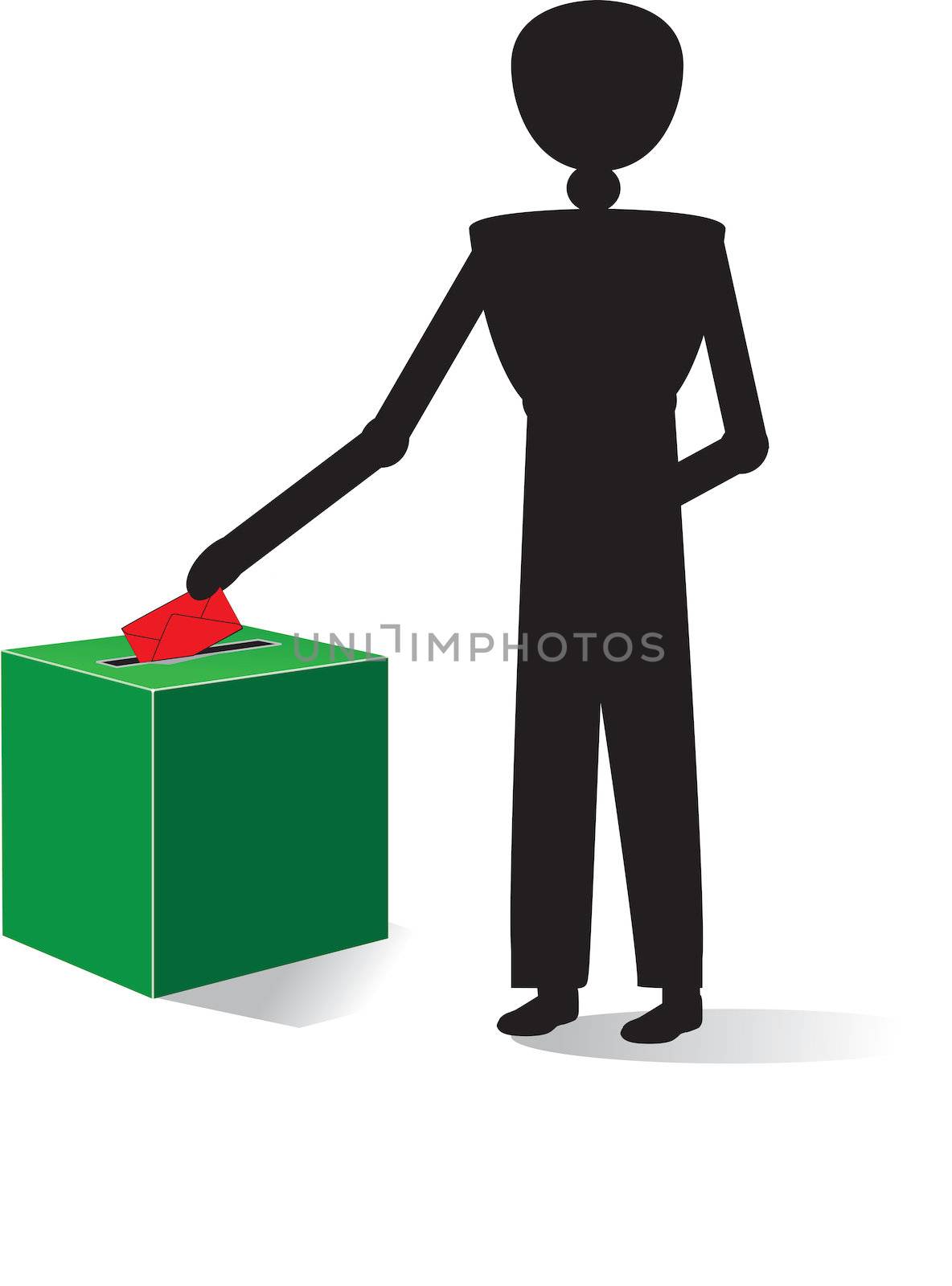 man voting with red enveloppe