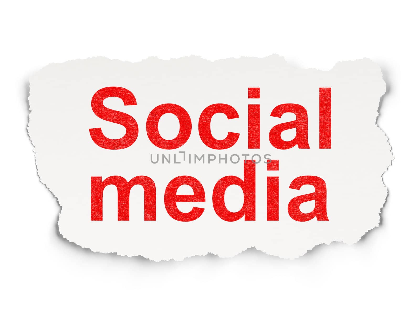 Social media concept: torn paper with words Social Media on Paper background, 3d render