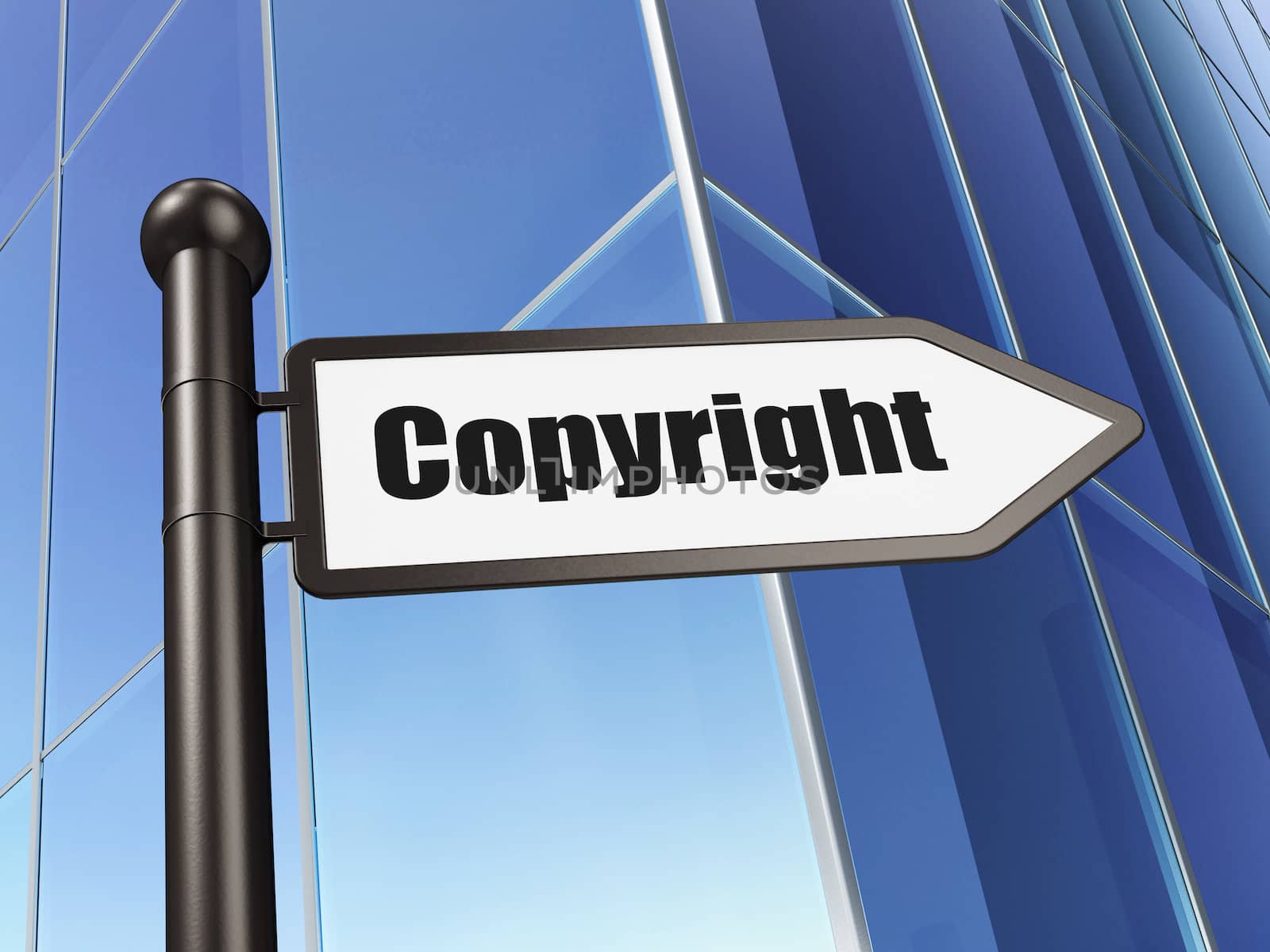Marketing concept: Copyright on Building background, 3d render