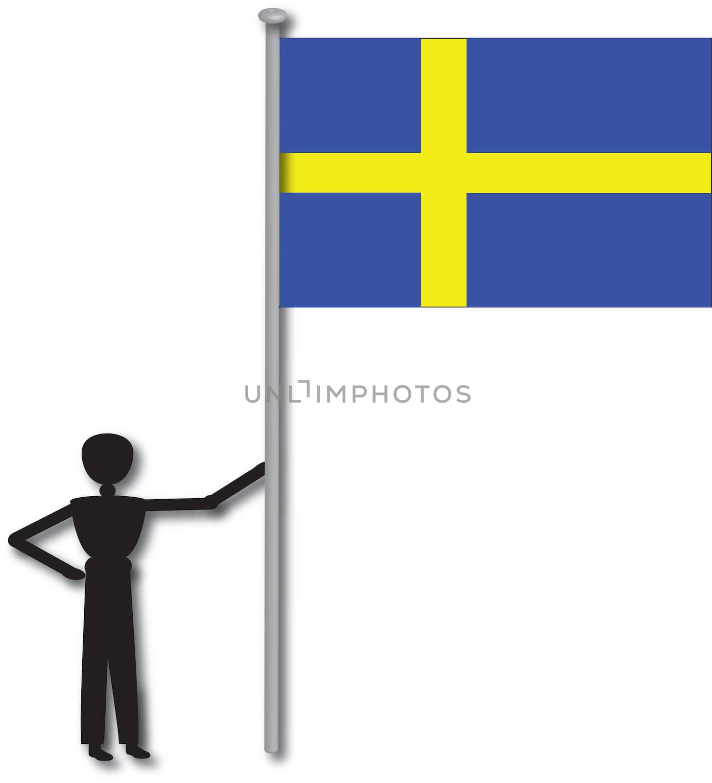 man with flag from country sweden