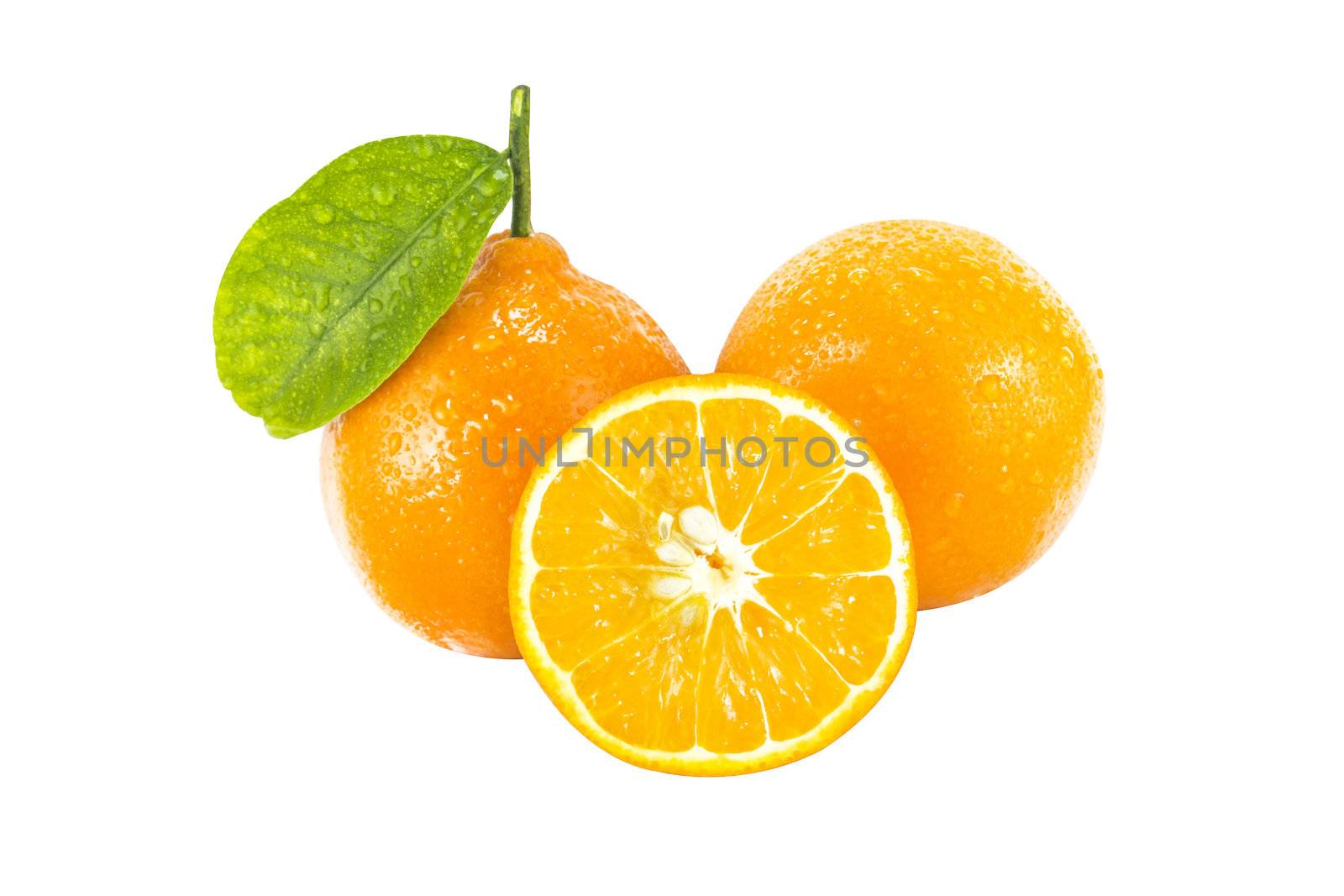 Sweet orange isolated on white background with a clipping path