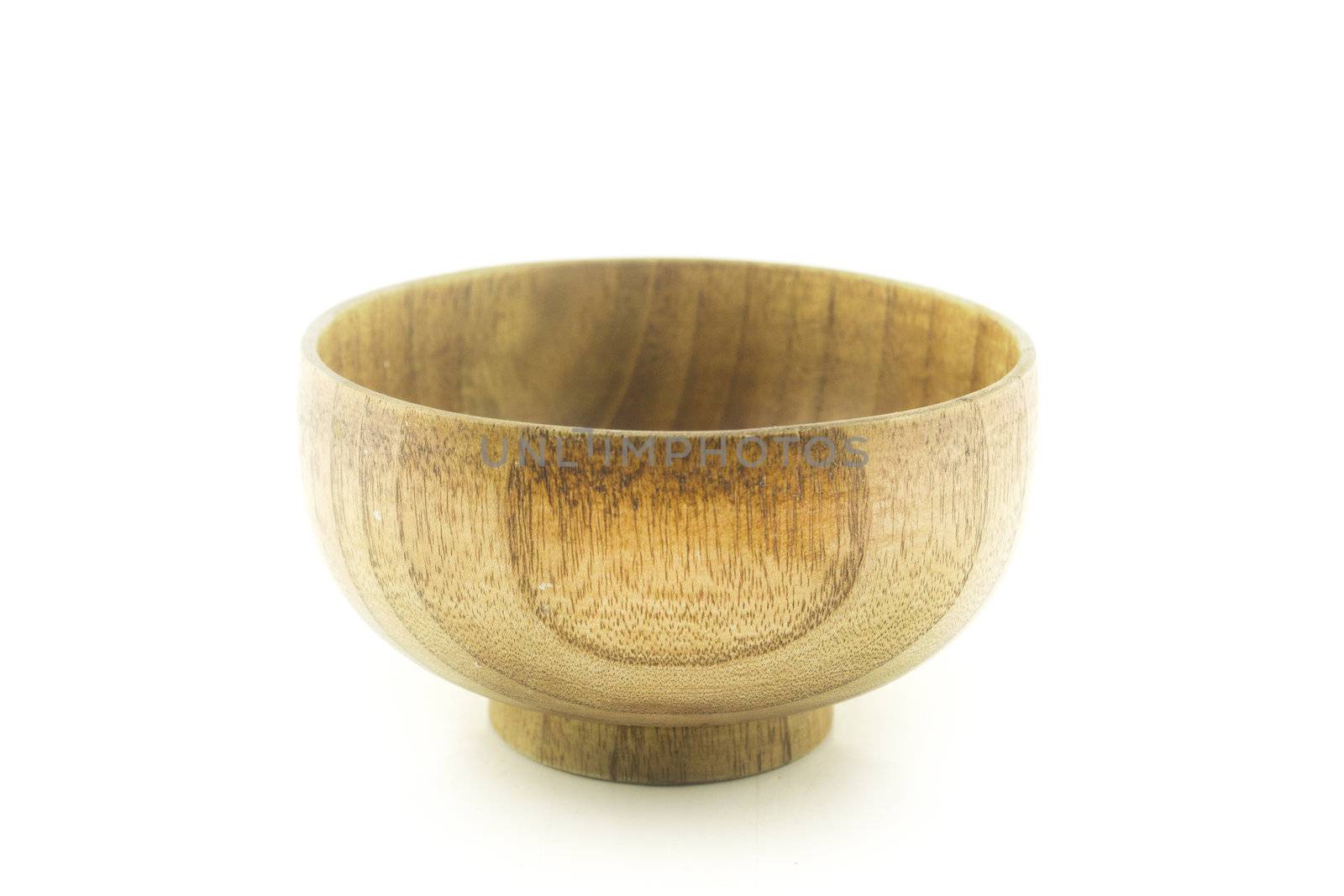 wooden bowl on a white background (with clipping work path)