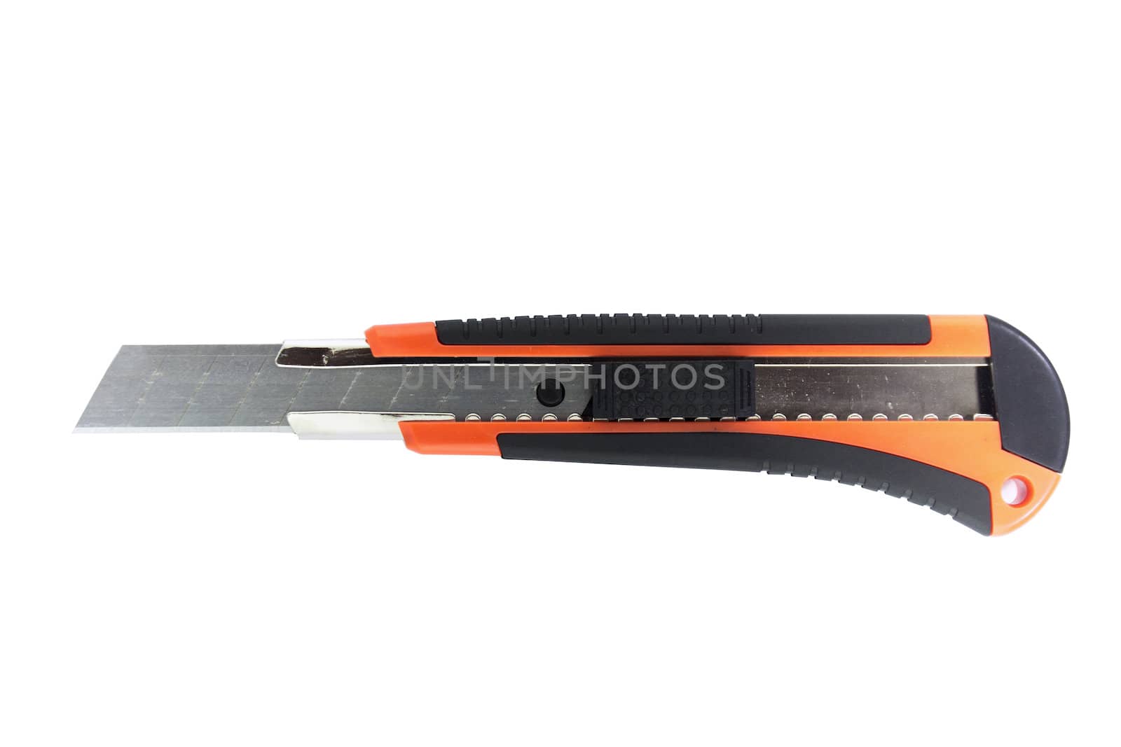 orange stationery knife isolated on white background (with clipping work path)