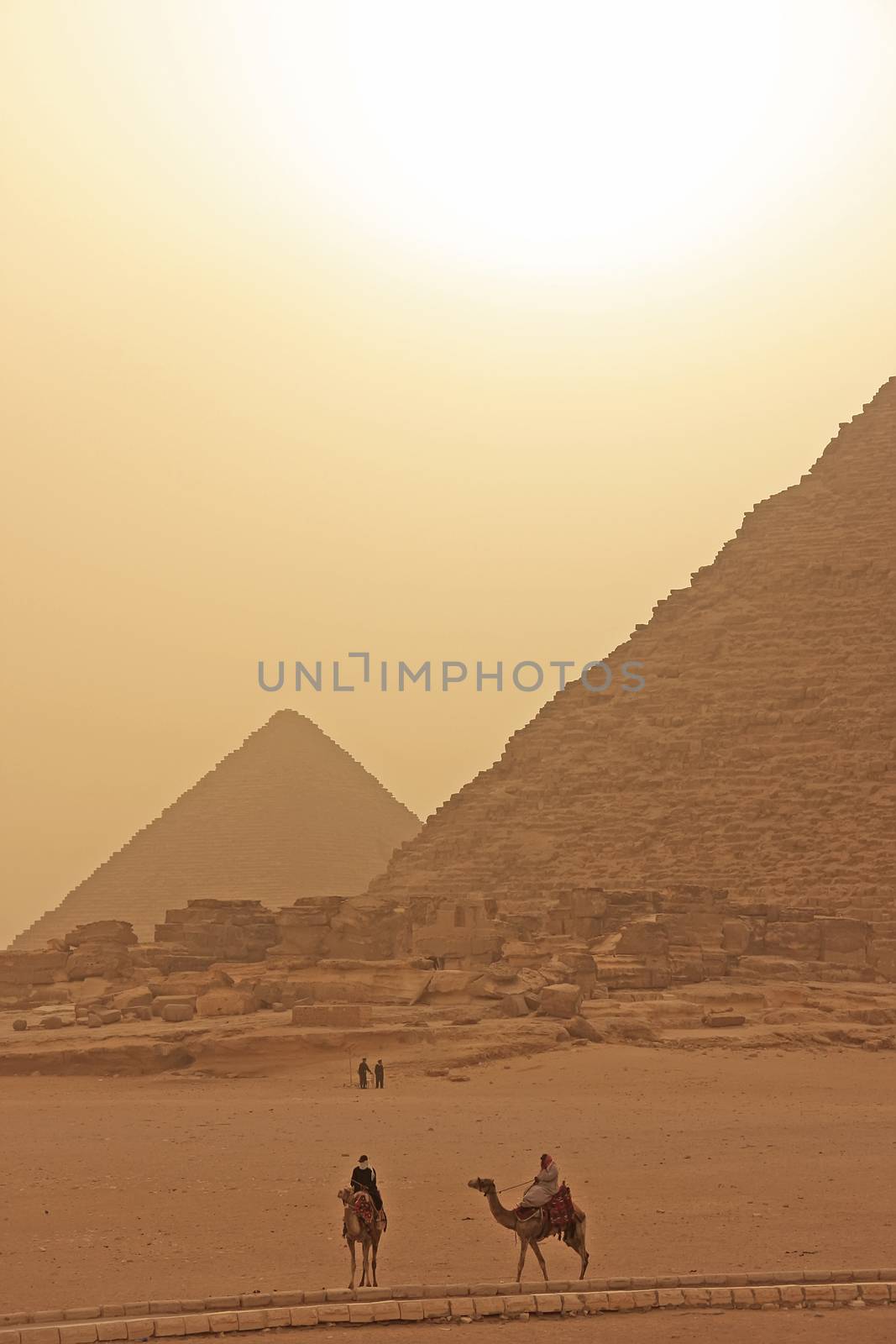 Giza Plateau in a sand storm, Cairo by donya_nedomam