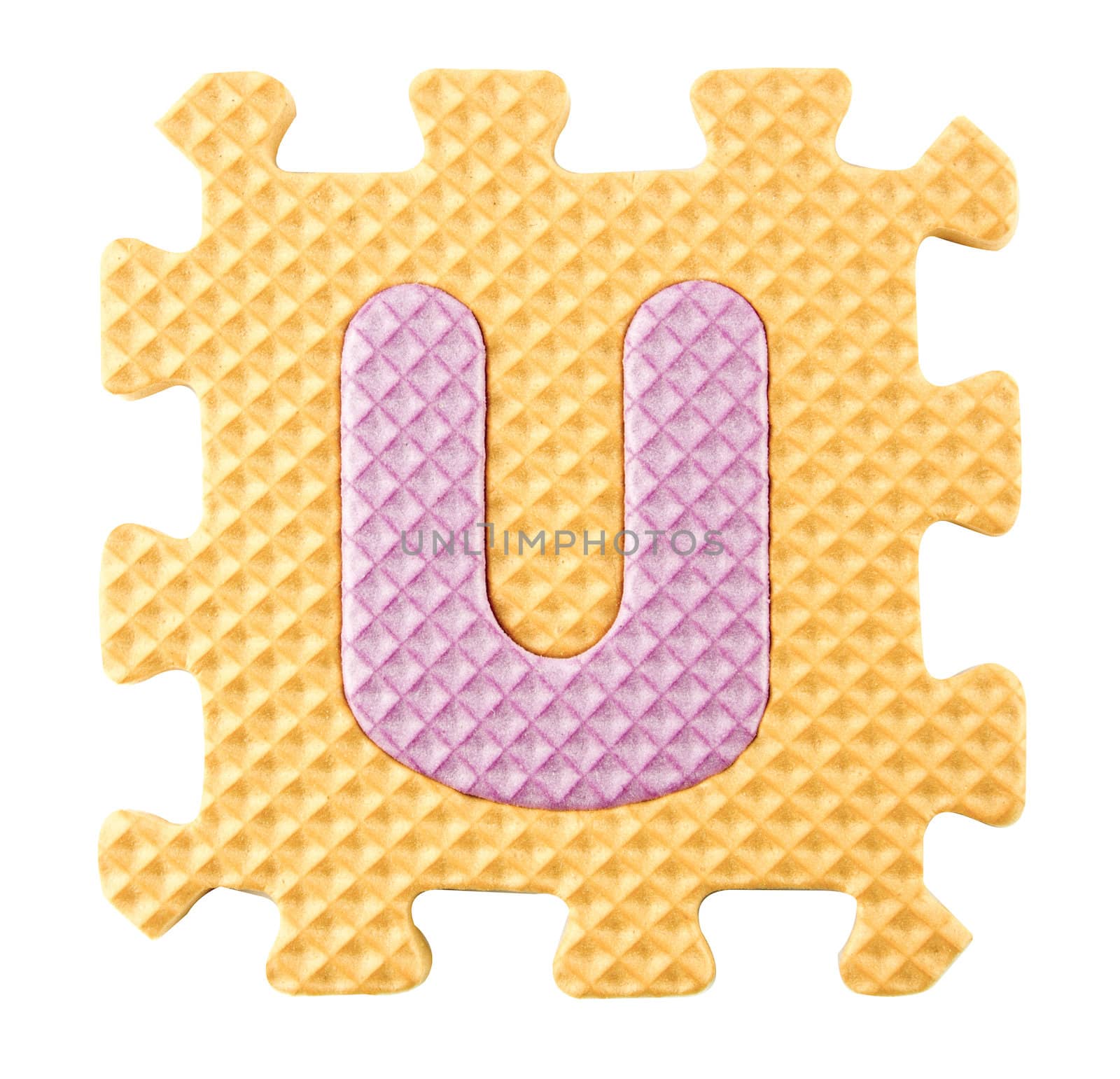 U letter, Alphabet puzzle isloated on white background , with clipping path.