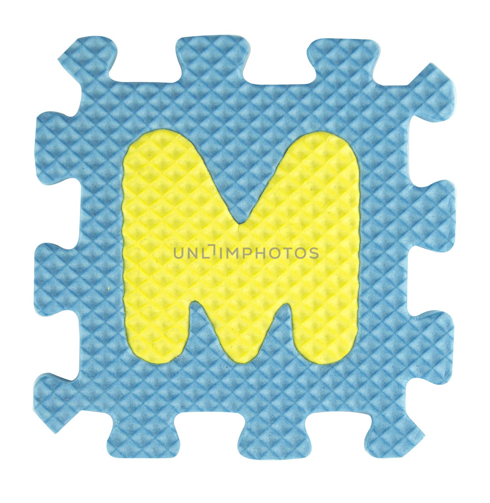 M letter, Alphabet puzzle isloated on white background , with clipping path.