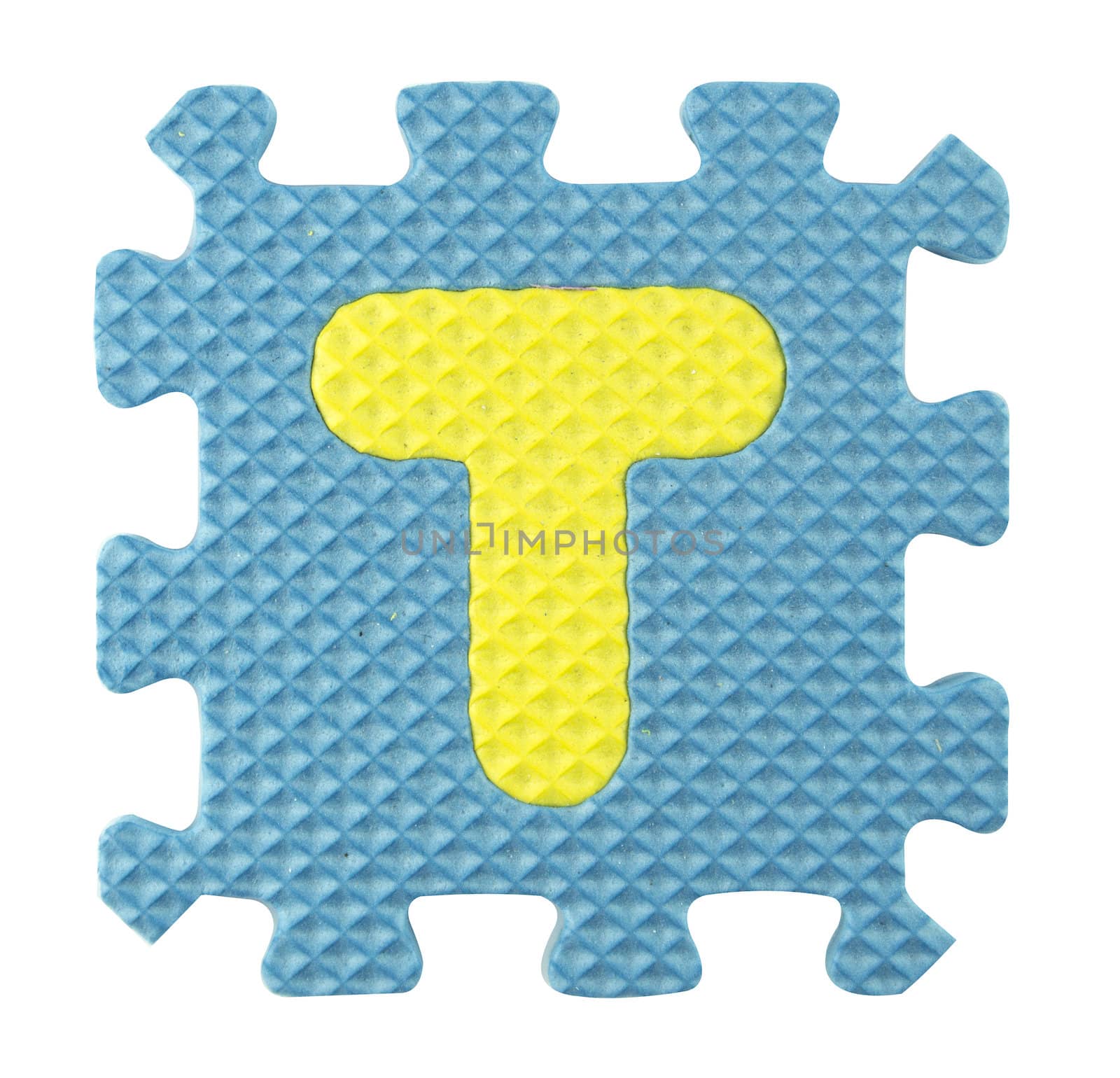 T letter, Alphabet puzzle isloated on white background , with clipping path.