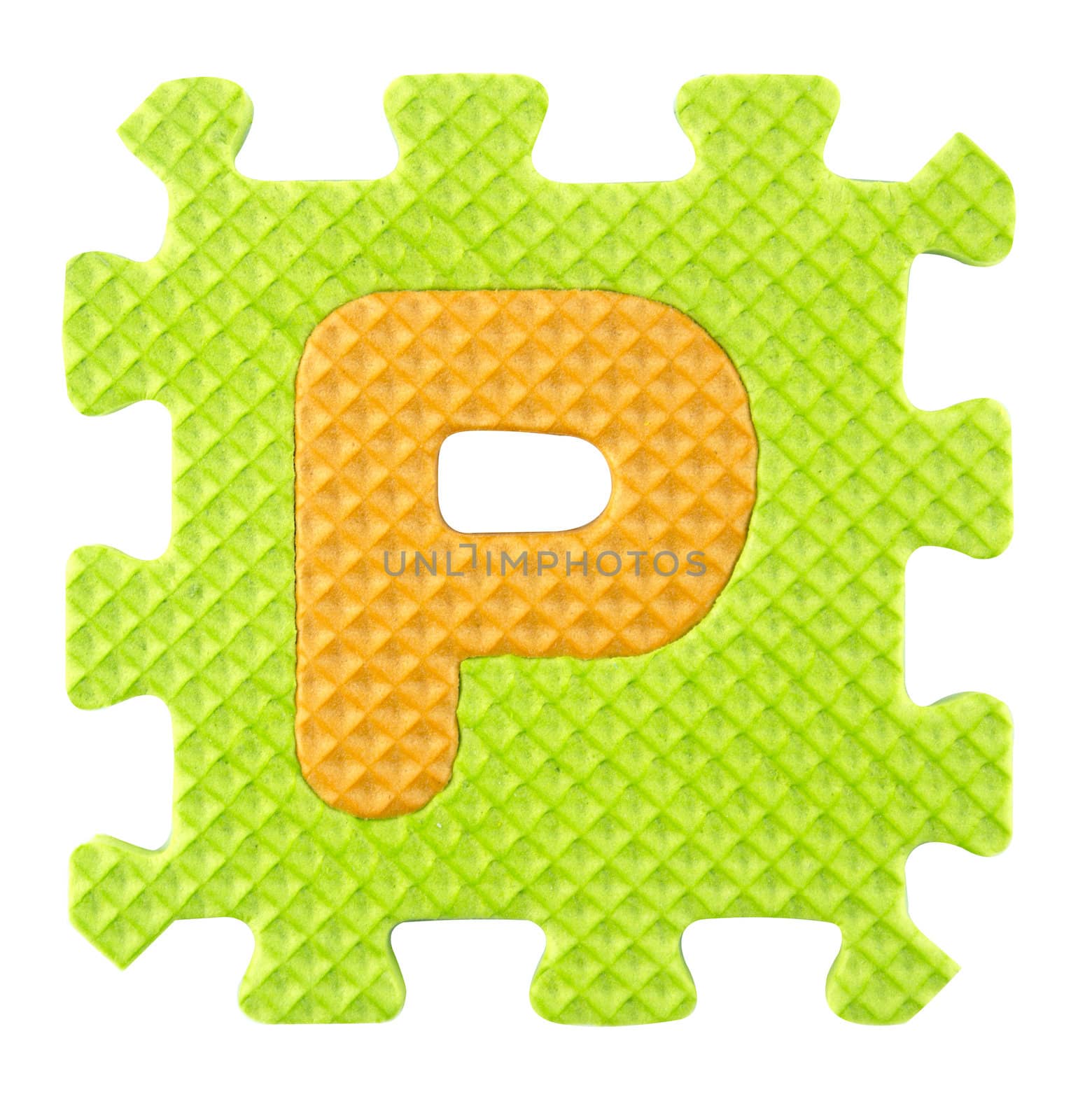 P letter, Alphabet puzzle isloated on white background , with clipping path.