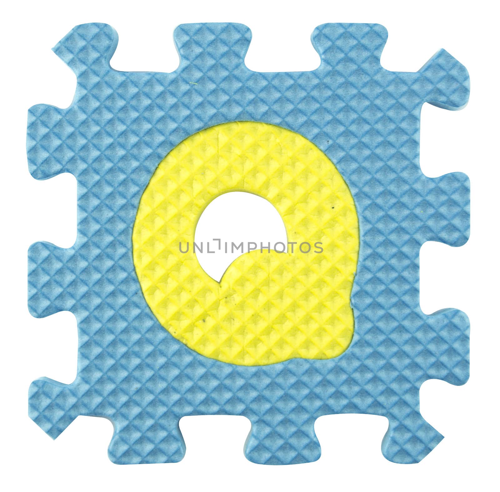 Q letter, Alphabet puzzle isloated on white background , with clipping path.