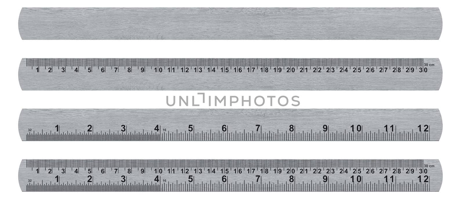 metal ruler isolated over a white background with clipping path. (with clipping work path)