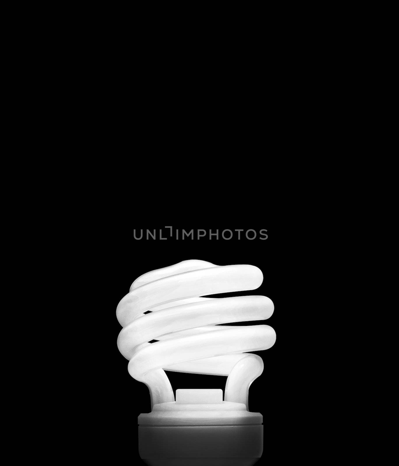 Fluorescent Light Bulb on a black background (with clipping work path)