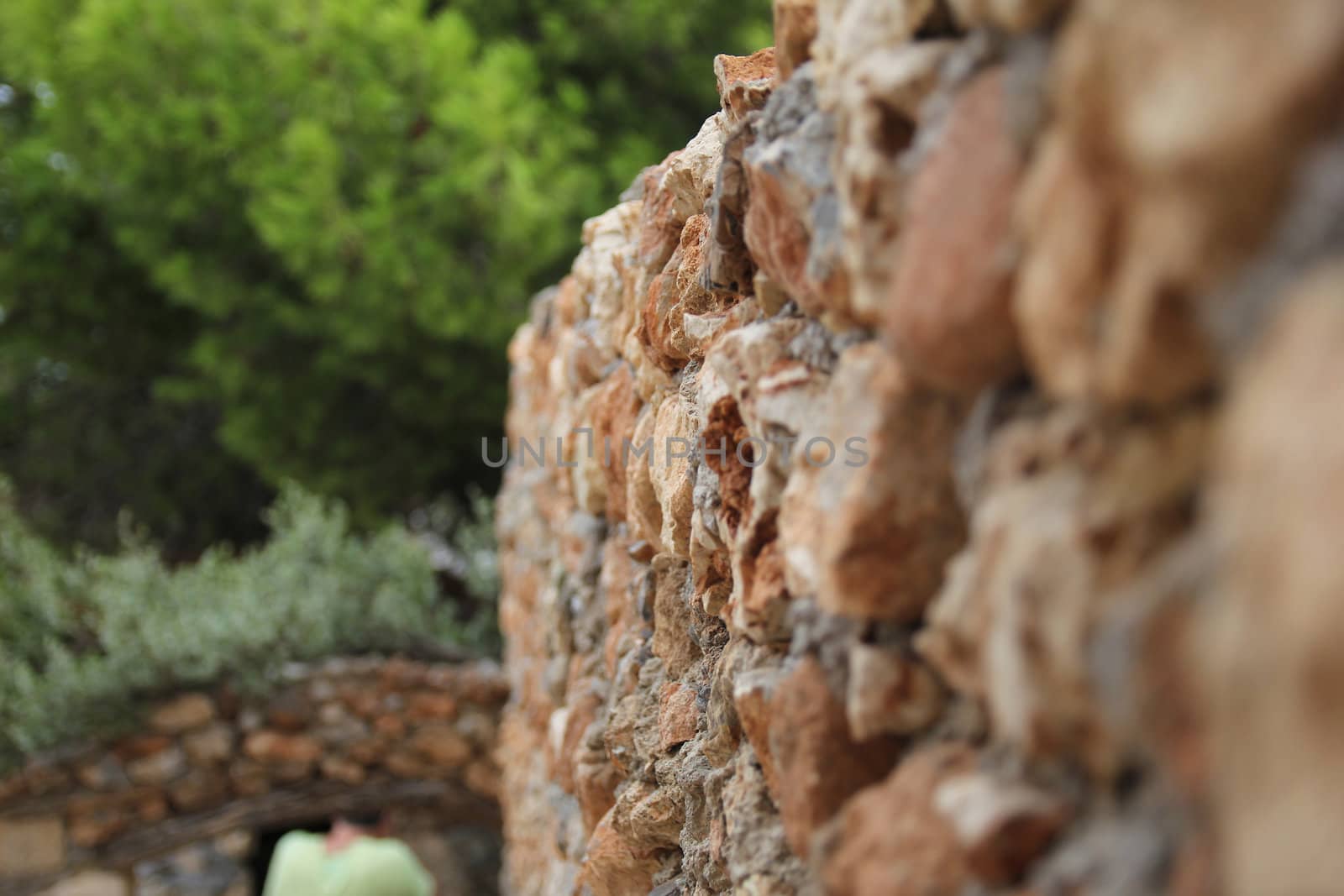 old stone wall in a Greek village