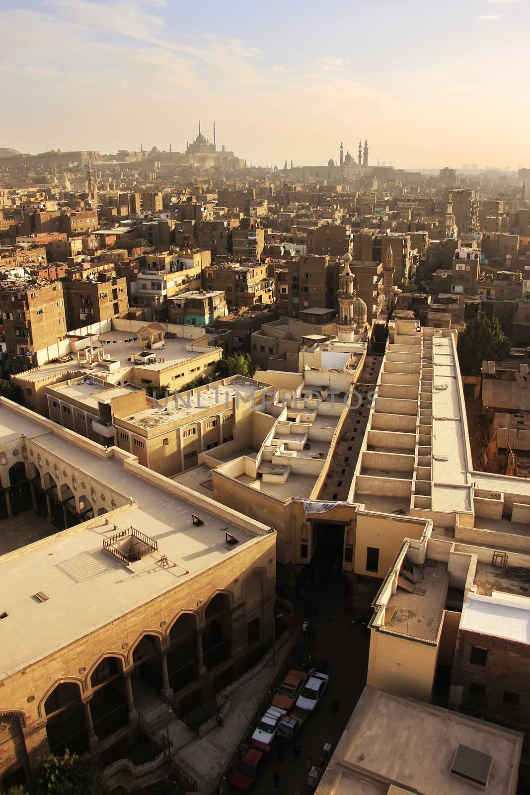 View of old Cairo form Mosque minaret, Egypt