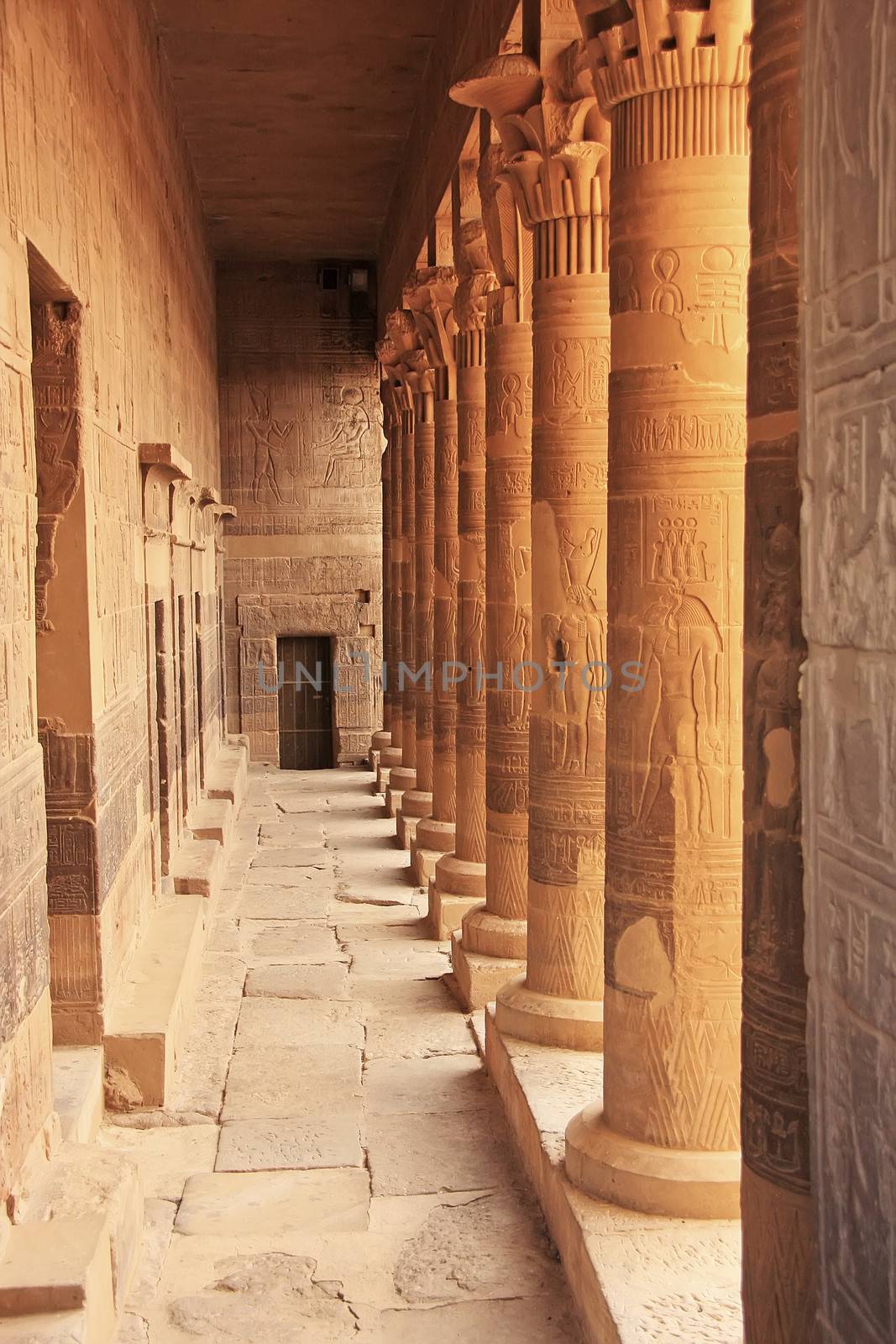 Old corridor, Philae Temple, Lake Nasser, Egypt